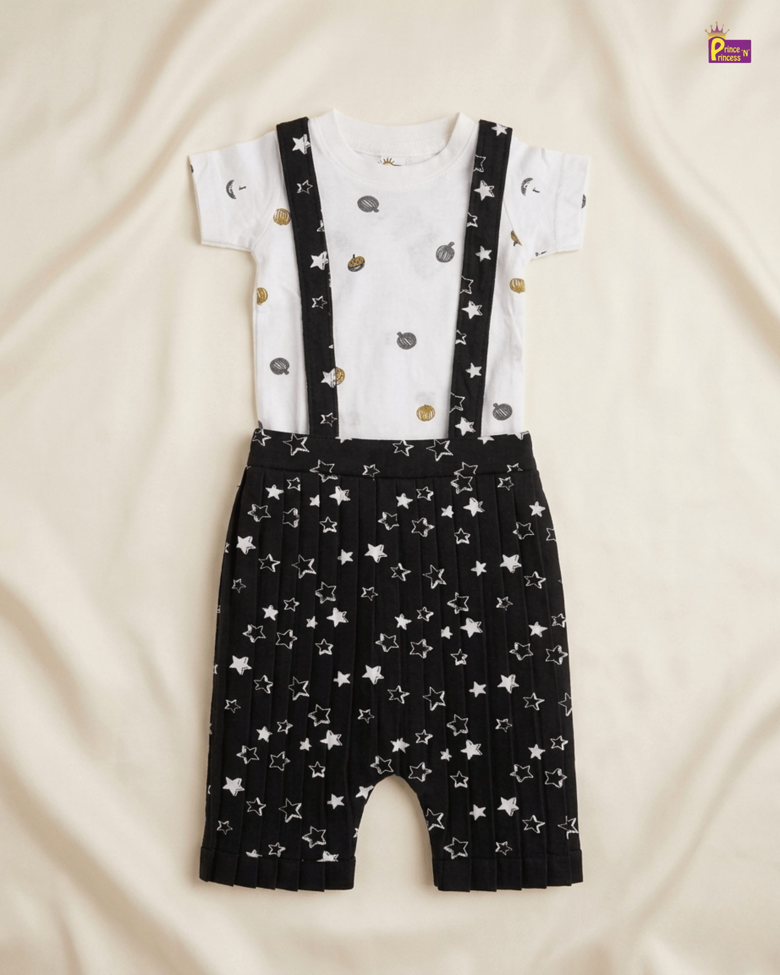 Boys Knitted Black Dungaree with White T-Shirt BD013 for kids festival wear
