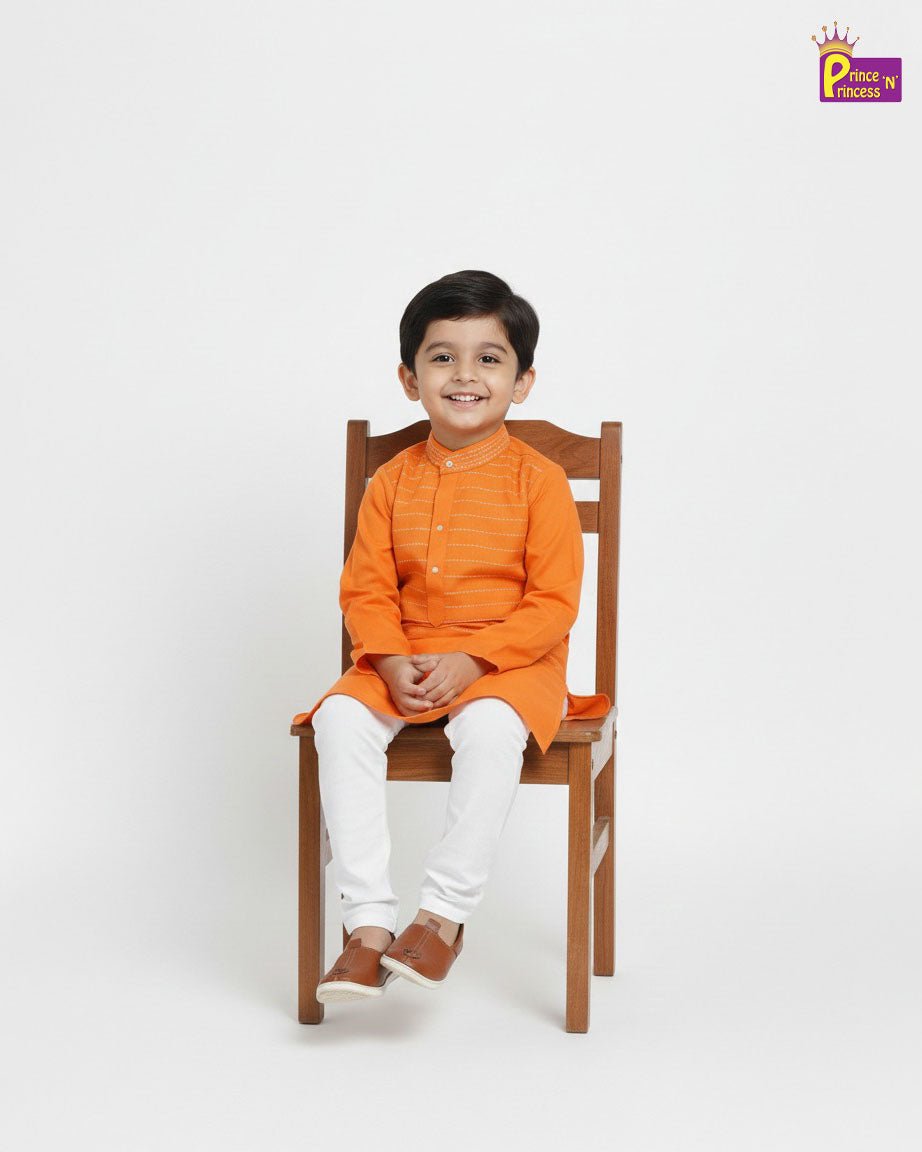 Boys Kurta Pajama in Orange KP205 - Prince N Princess