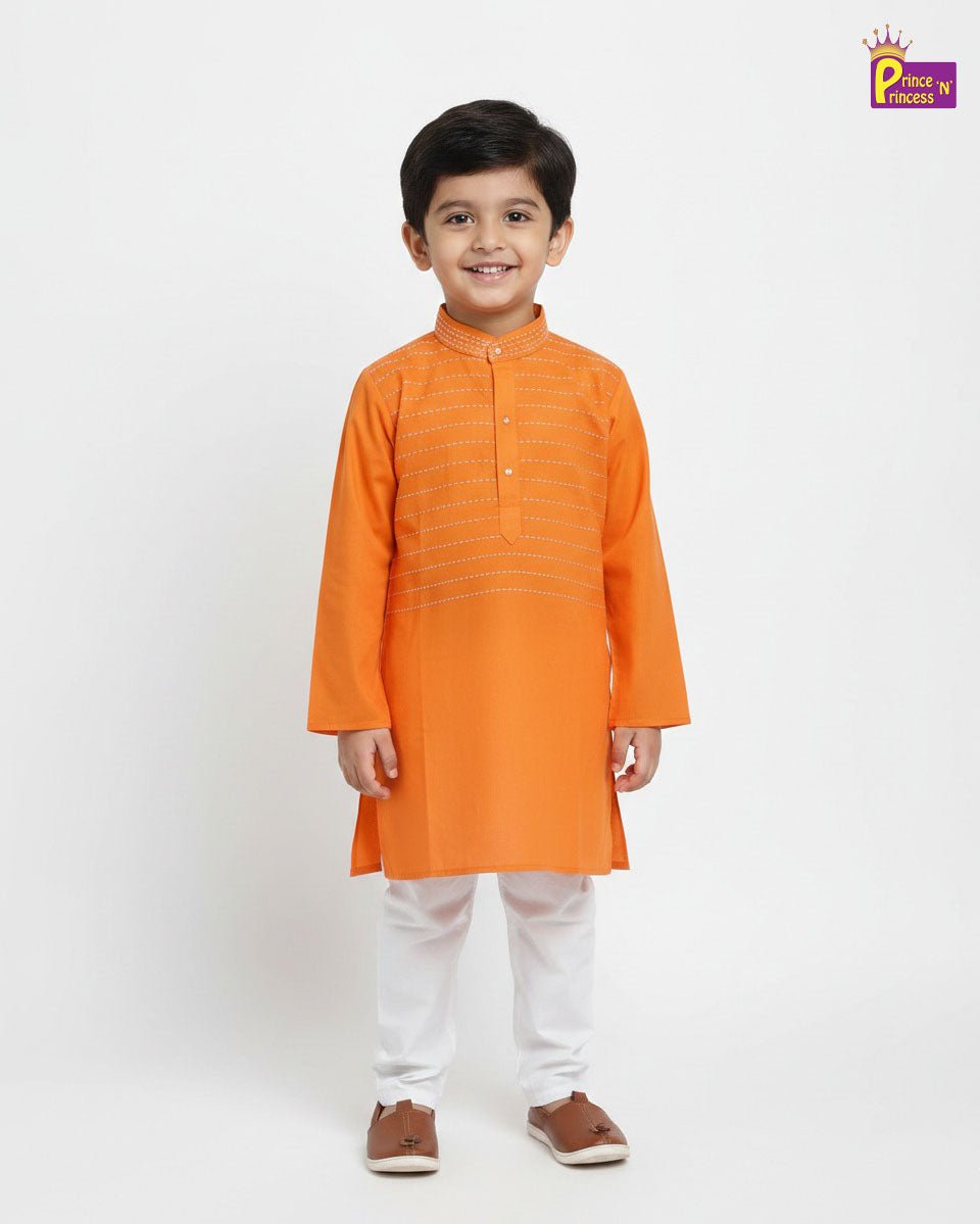 Boys Kurta Pajama in Orange KP205 - Prince N Princess