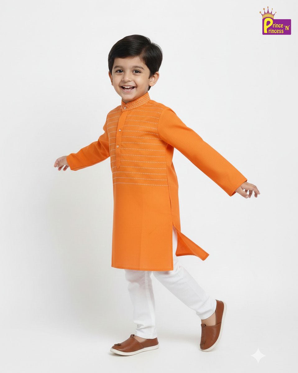 Boys Kurta Pajama in Orange KP205 - Prince N Princess