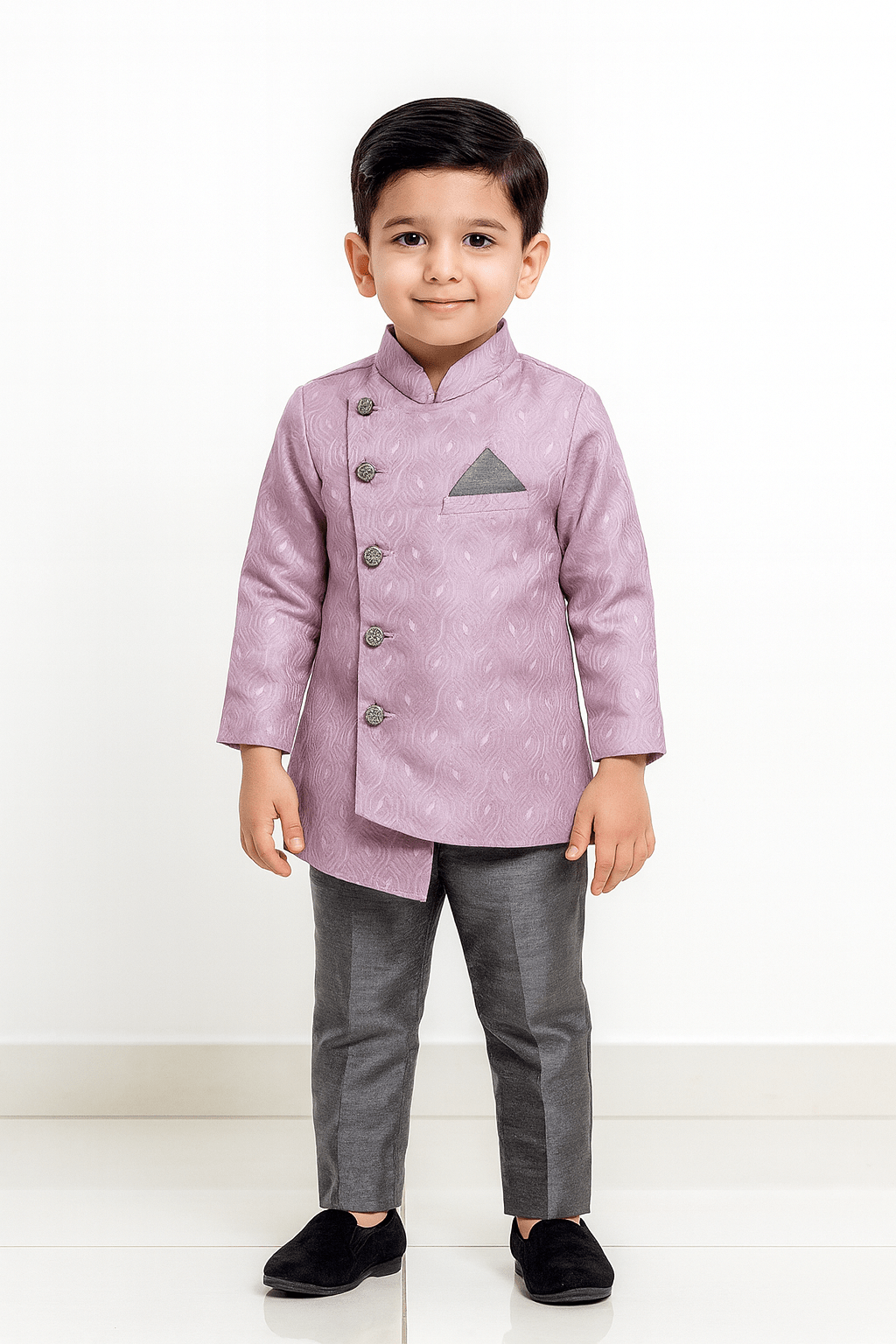 Boys Lavender with Grey Kurta Pajama KP185 - Prince N Princess