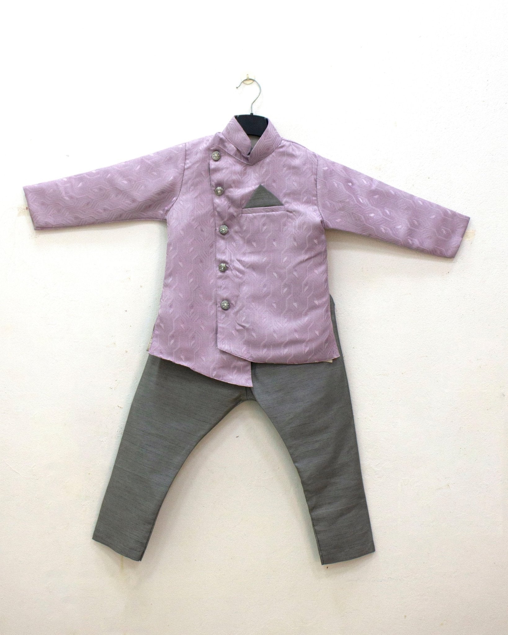 Boys Lavender with Grey Kurta Pajama KP185 - Prince N Princess