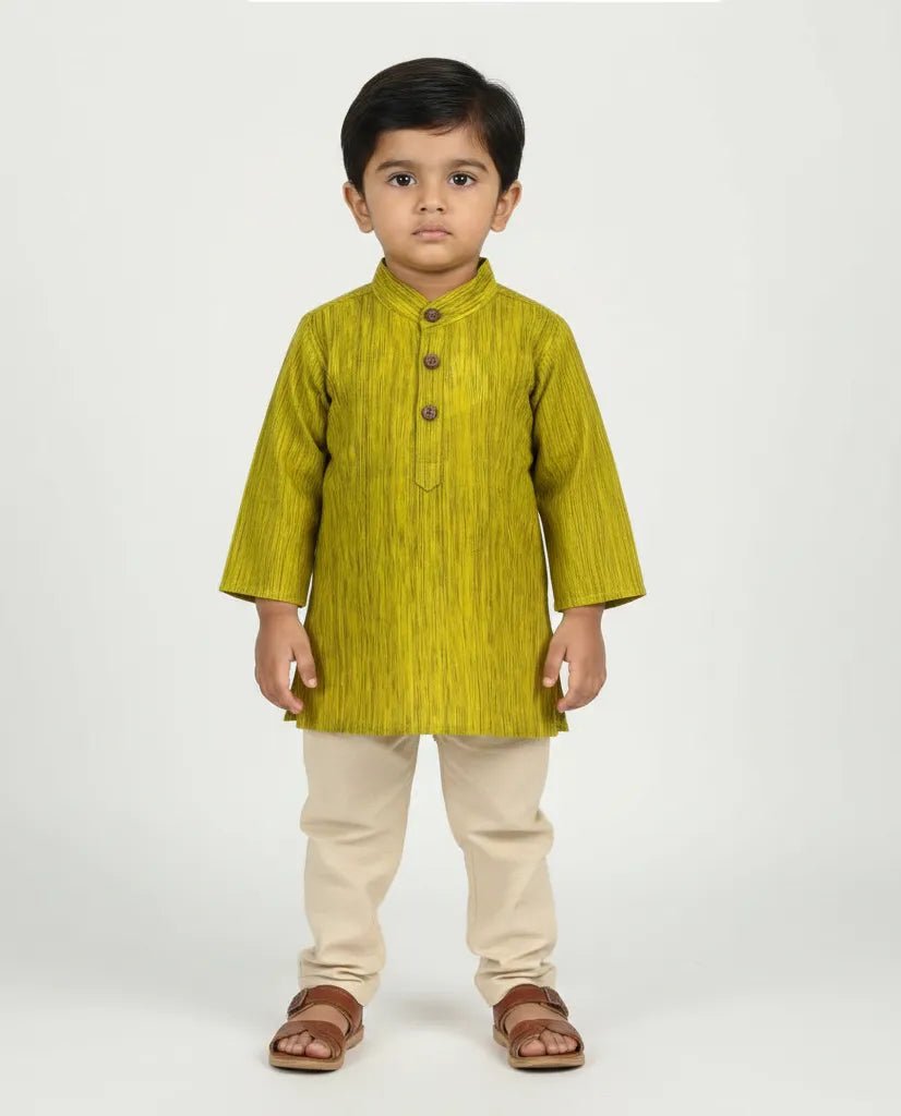 Boys Linen Cotton Kurta Pajama in Lime Green KP069 - Prince N Princess
