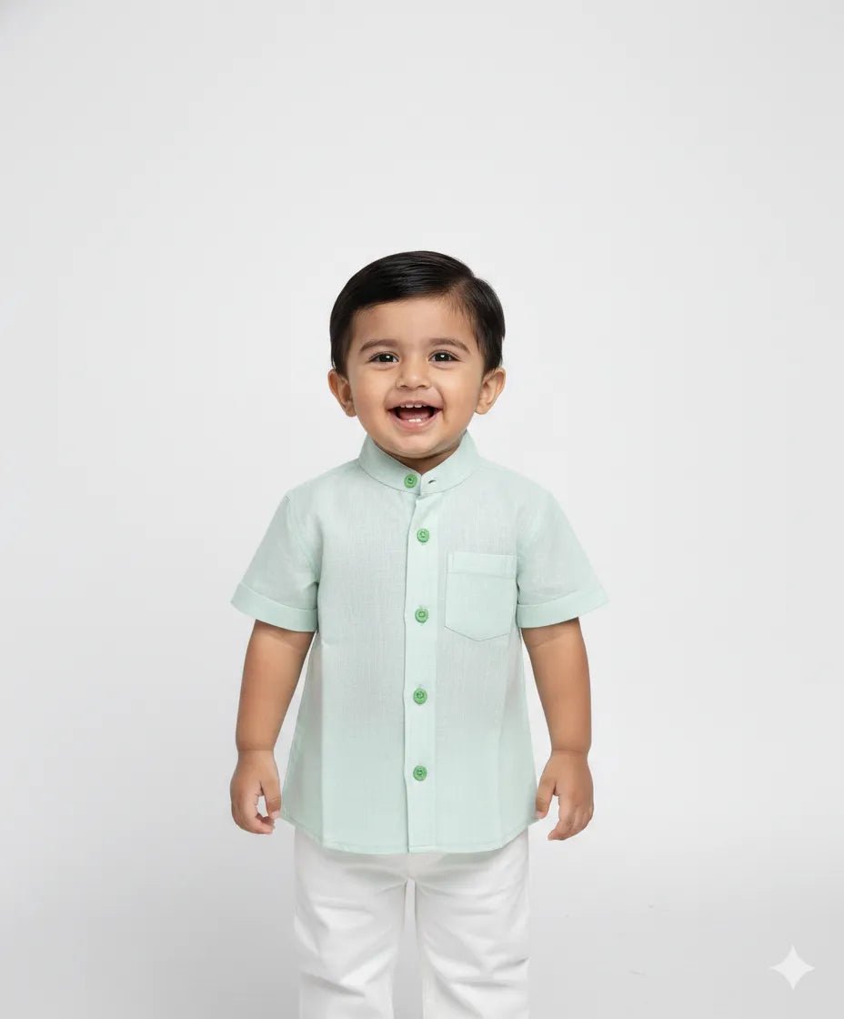 Boys Linen Cotton Kurta Pajama in Pista Green KP065 - Prince N Princess