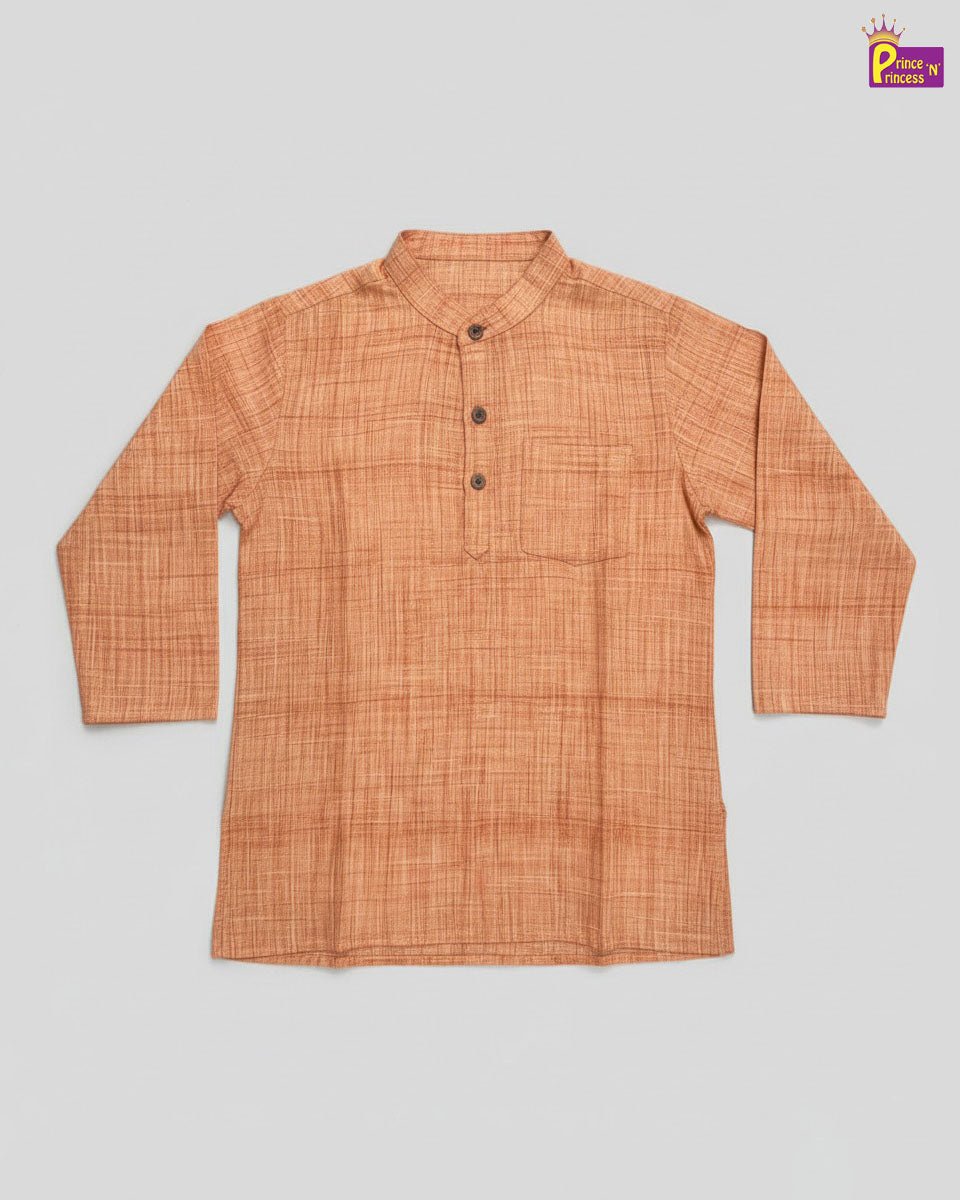Boys Linen Cotton Kurta Pajama Orange KP038 - Prince N Princess