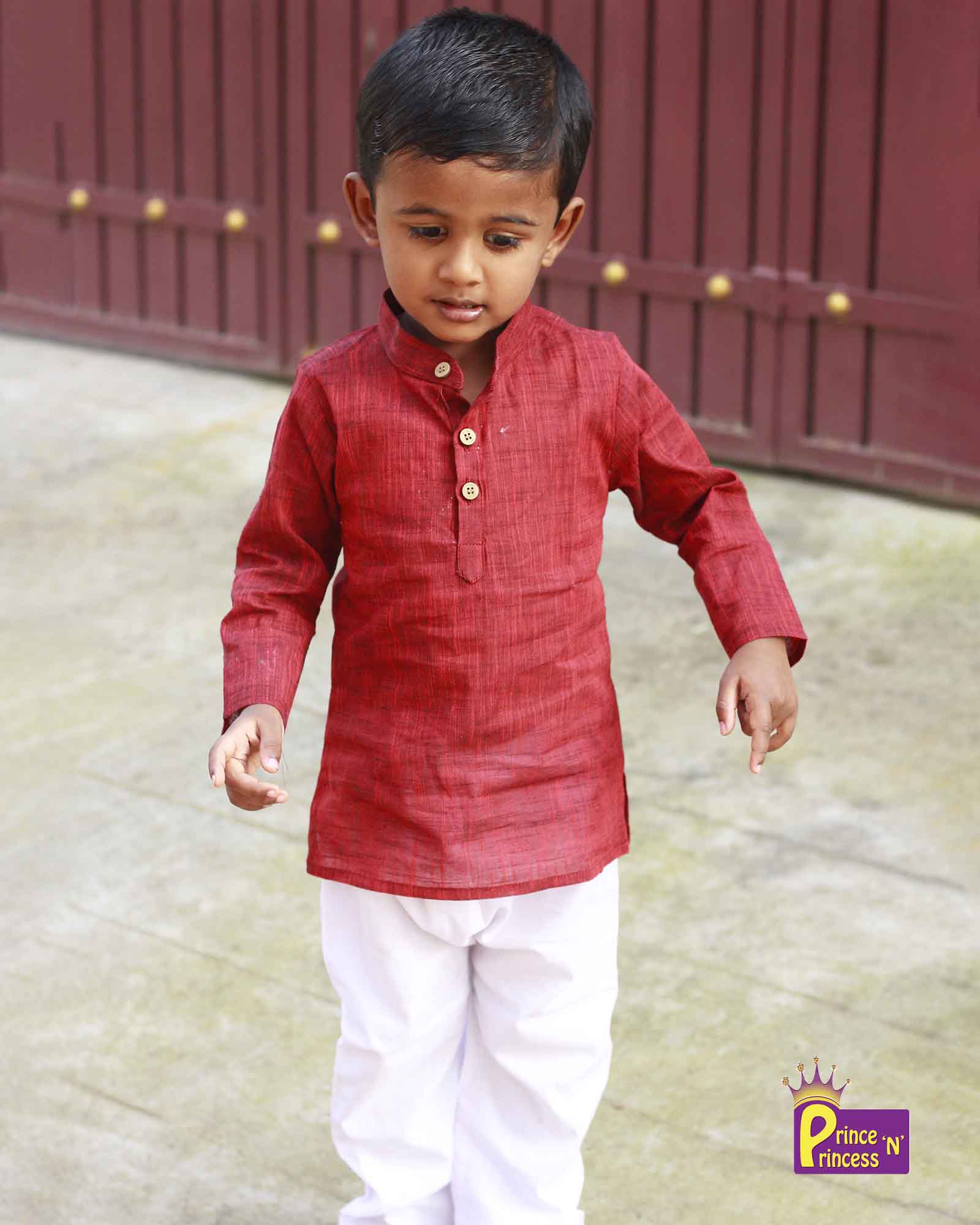 Boys Maroon Kurta Pajama KP046 - Prince N Princess