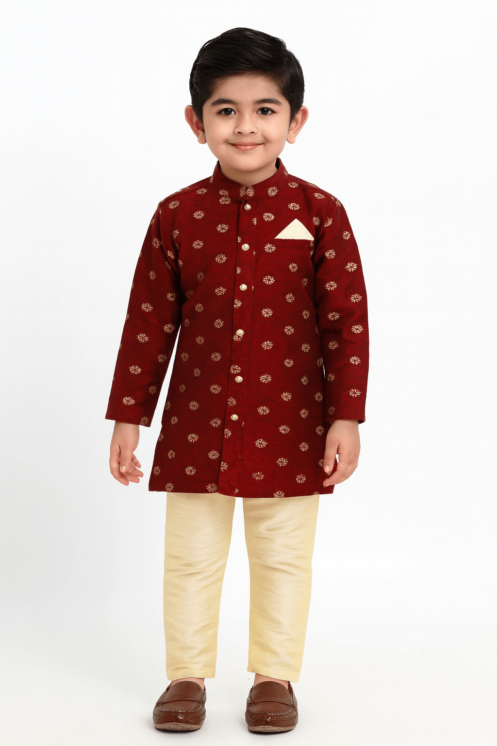 Boys Maroon sandal Kurta Pajama KP123 - Prince N Princess