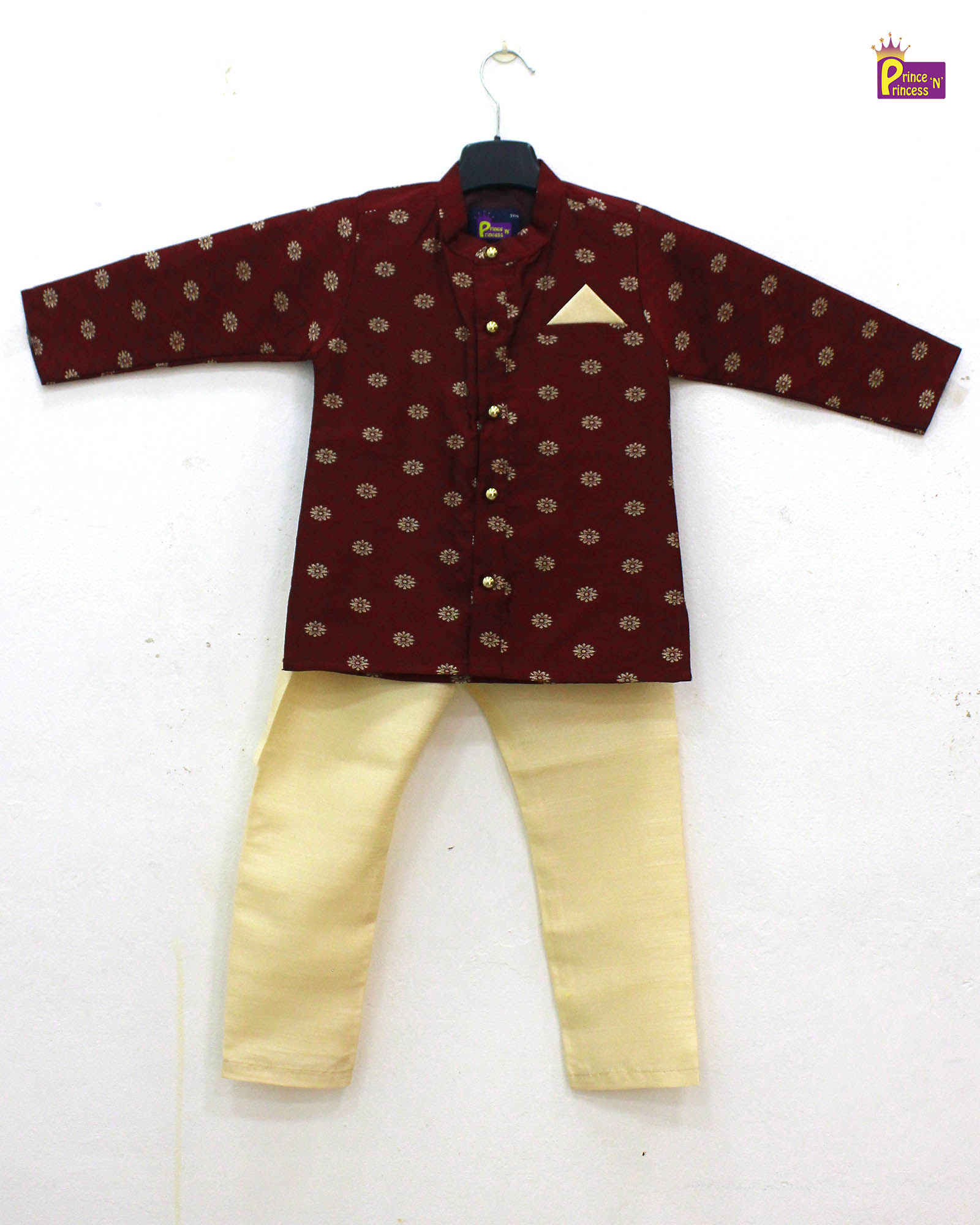 Boys Maroon sandal Kurta Pajama KP123 - Prince N Princess