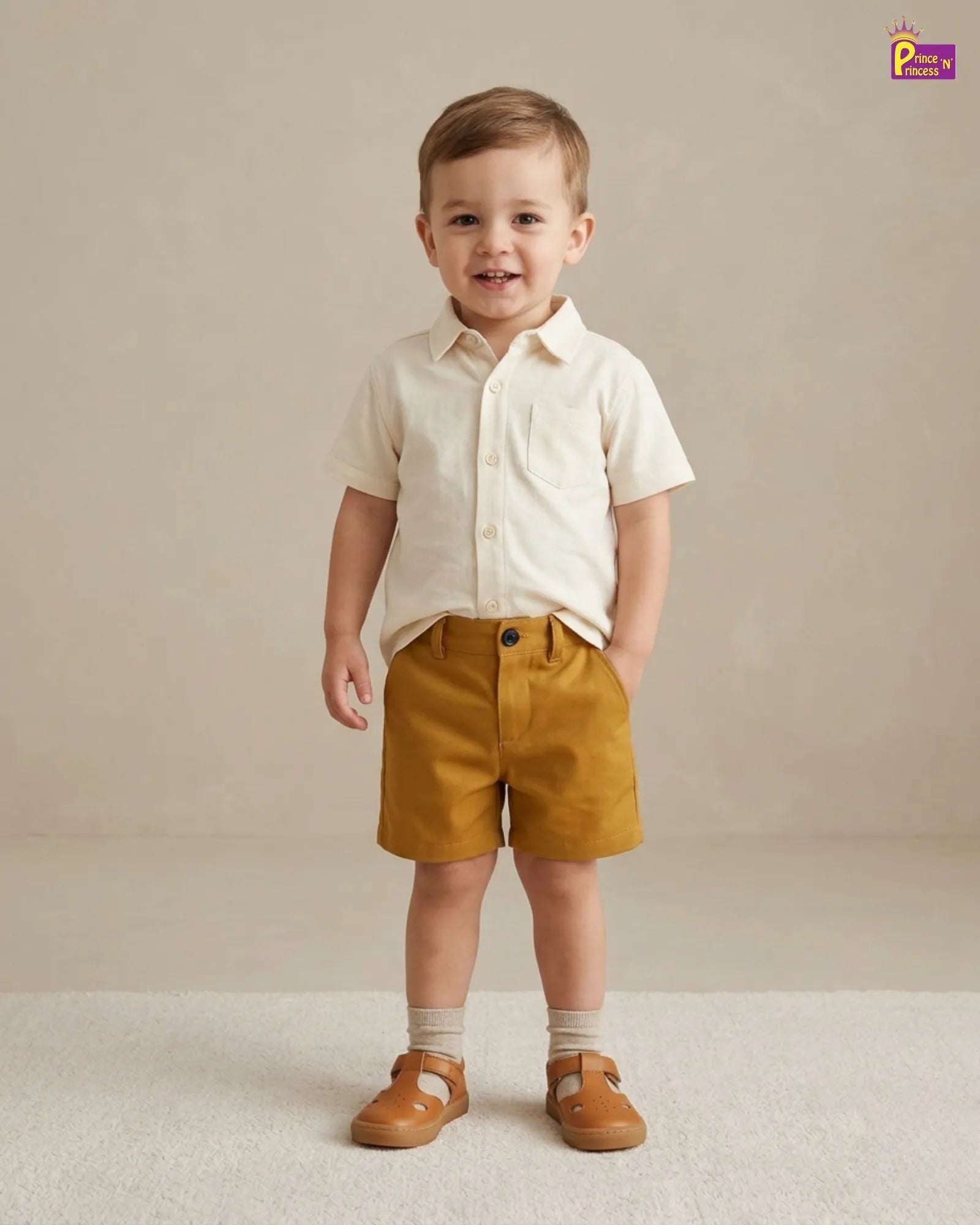 Boys Mustard Cotton Shorts – Kids Casual Summer Wear Trouser PT062 for kids festival wear