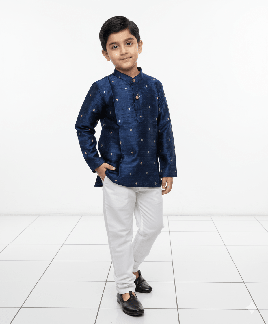 Boys Navy Blue Kurta Pajama KP092 - Prince N Princess