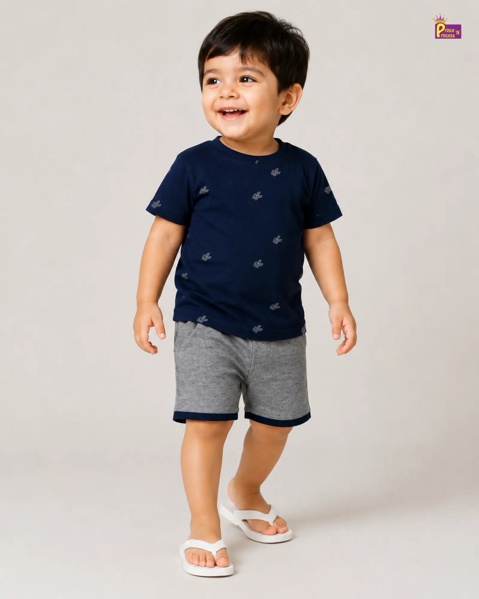 Boys Navy Blue TShirt with Grey Trouser TS089 for kids festival wear