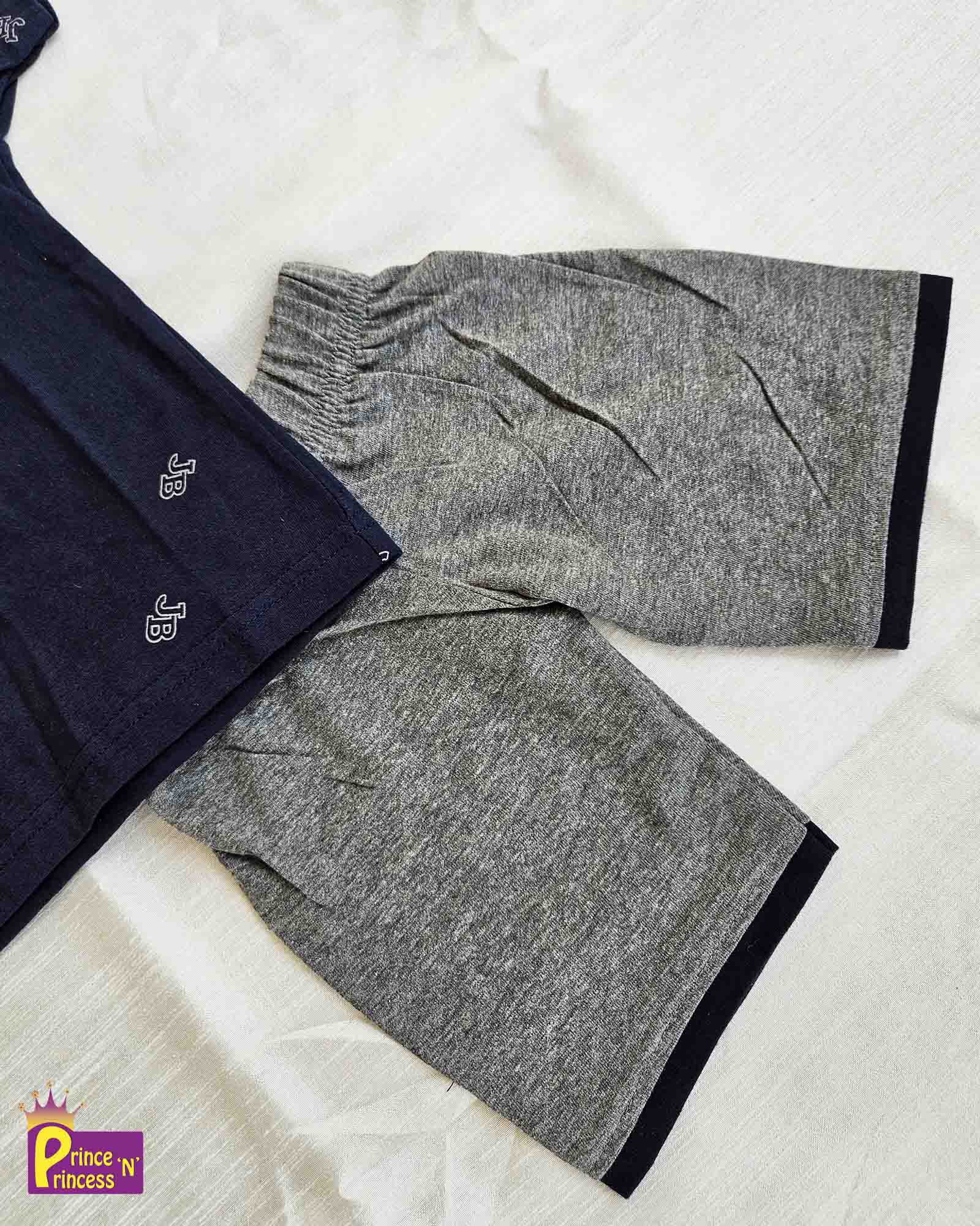 Boys Navy Blue TShirt with Grey Trouser TS089 - Prince N Princess