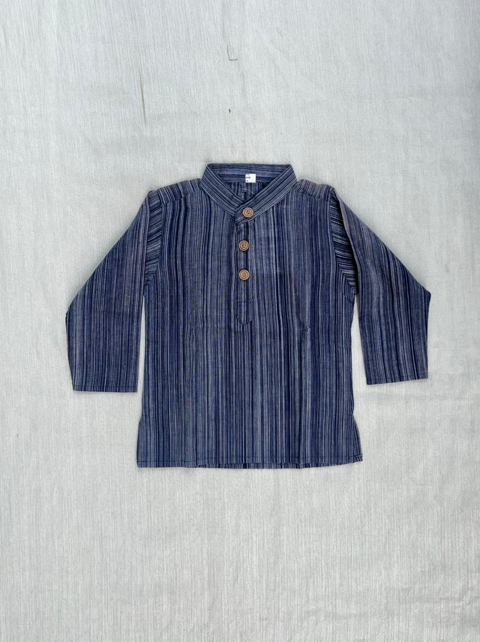 Boys Navy Linen Cotton Kurta Pajama KP067 - Prince N Princess