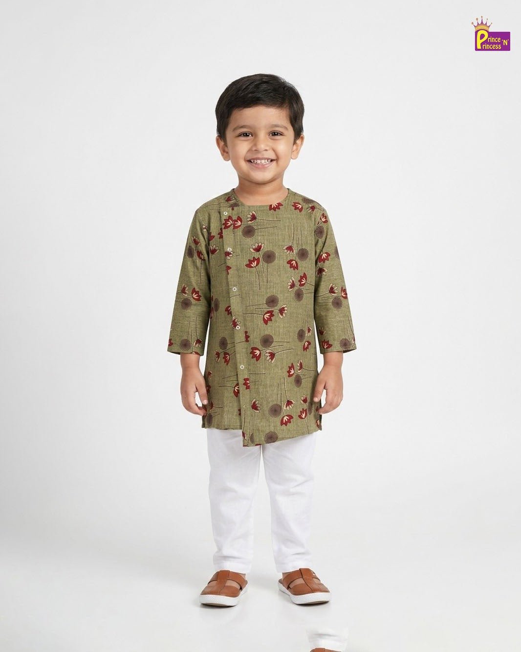 Boys Oilve green Kurta Pajama KP028 - Prince N Princess