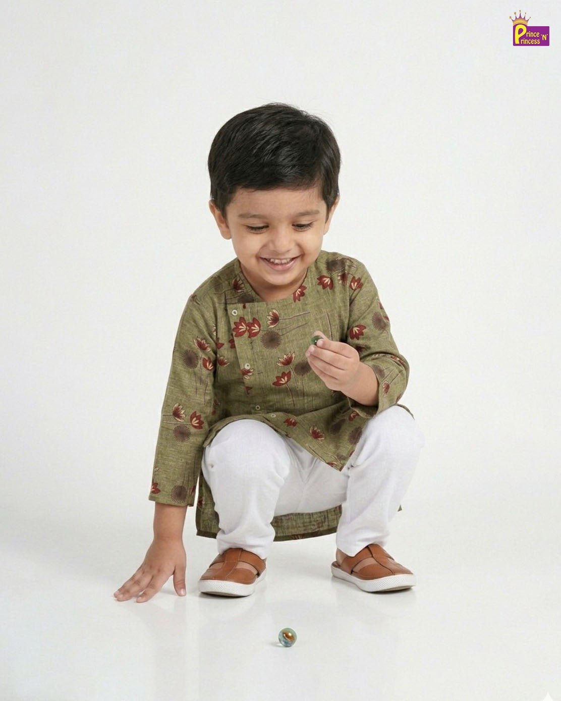 Boys Oilve green Kurta Pajama KP028 - Prince N Princess