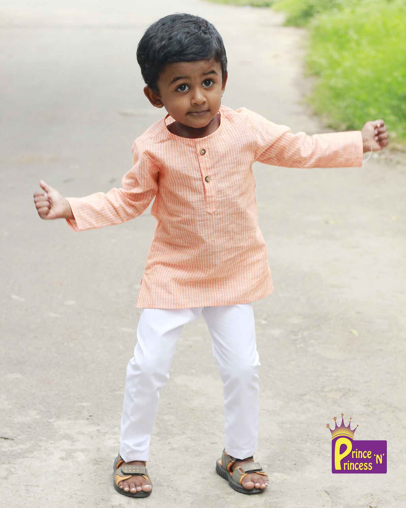 Boys Orange Kurta Pajama KP036 - Prince N Princess