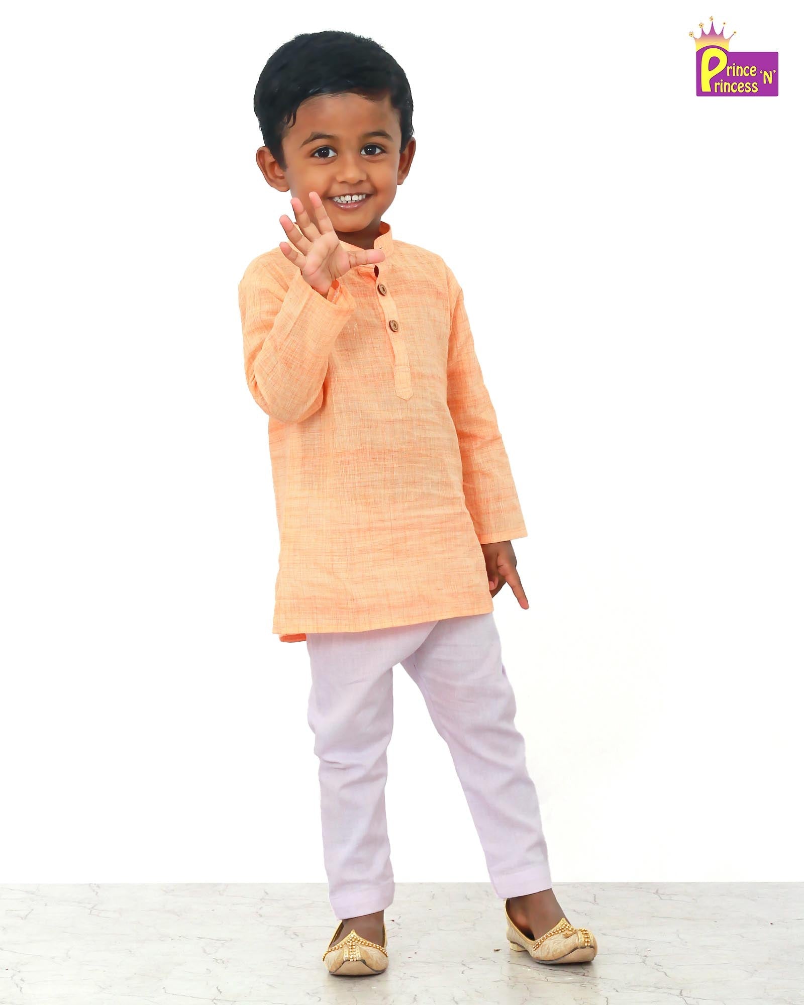 Boys Orange Kurta Pajama KP054 - Prince N Princess