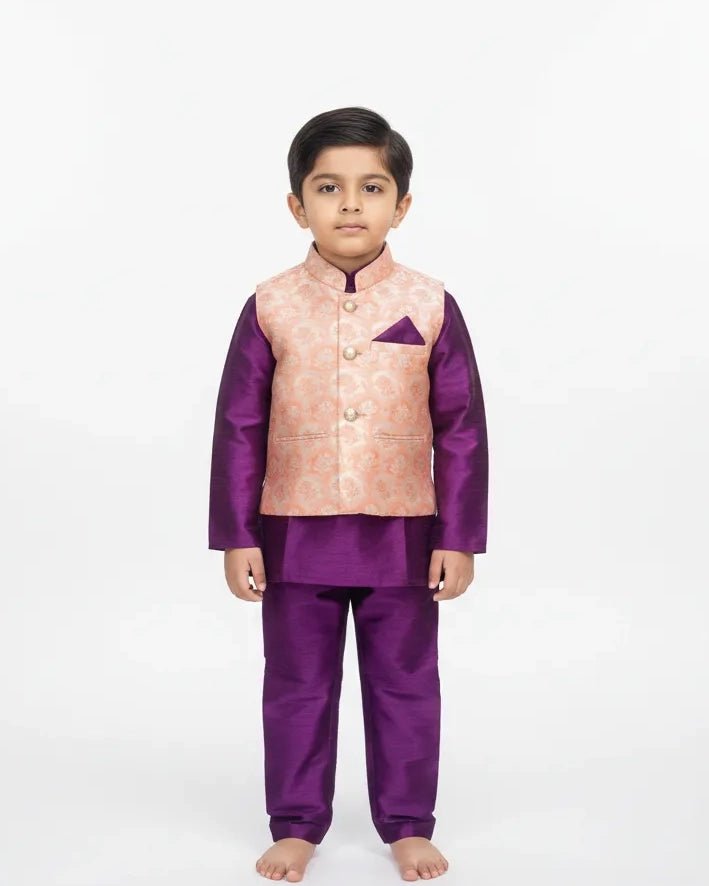 Boys Overcoat Sherwani in Orange Whine KP121 - Prince N Princess