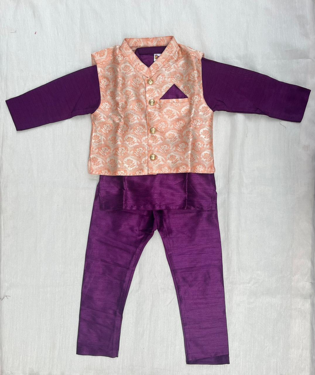 Boys Overcoat Sherwani in Orange Whine KP121 - Prince N Princess
