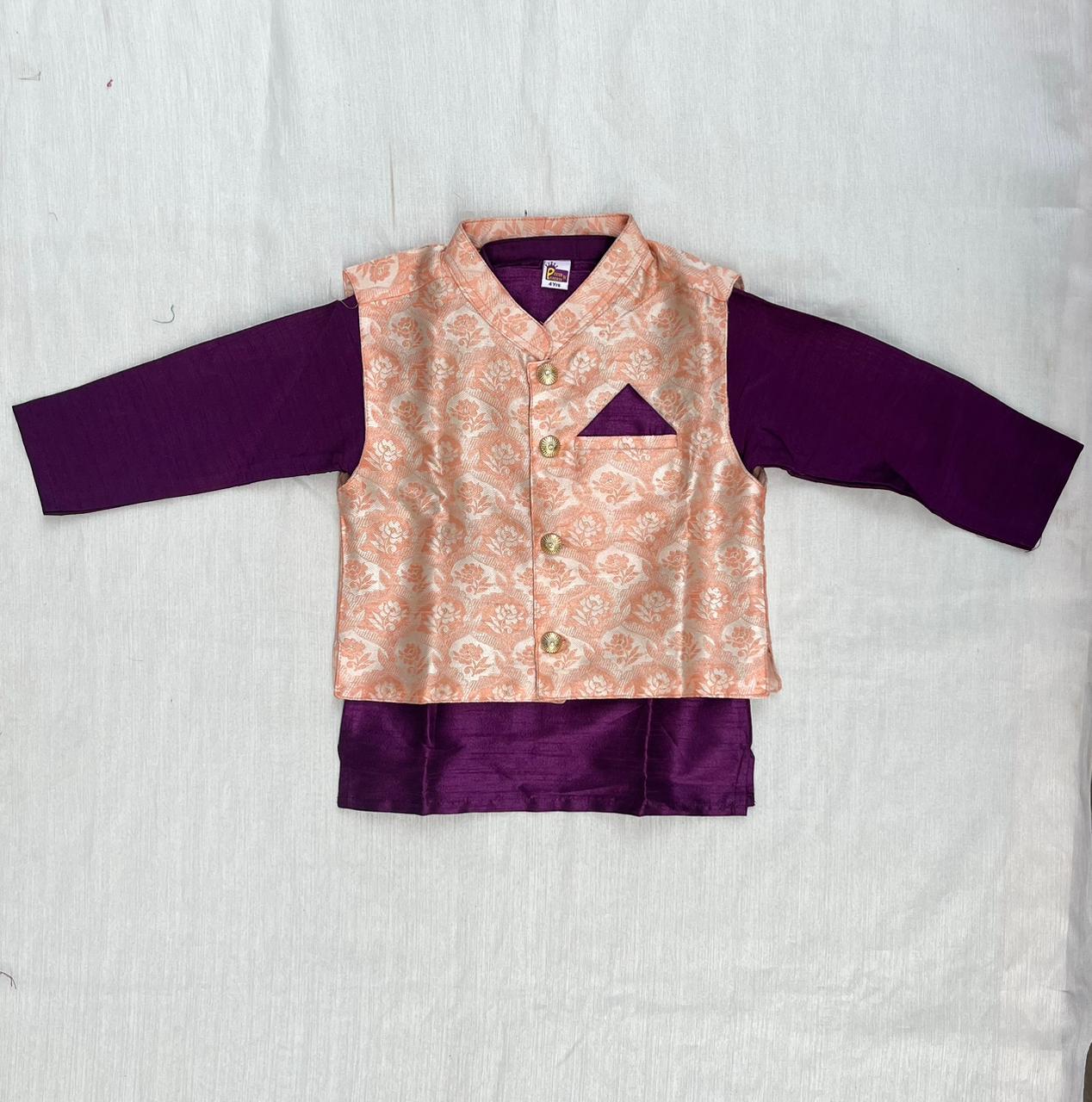 Boys Overcoat Sherwani in Orange Whine KP121 - Prince N Princess