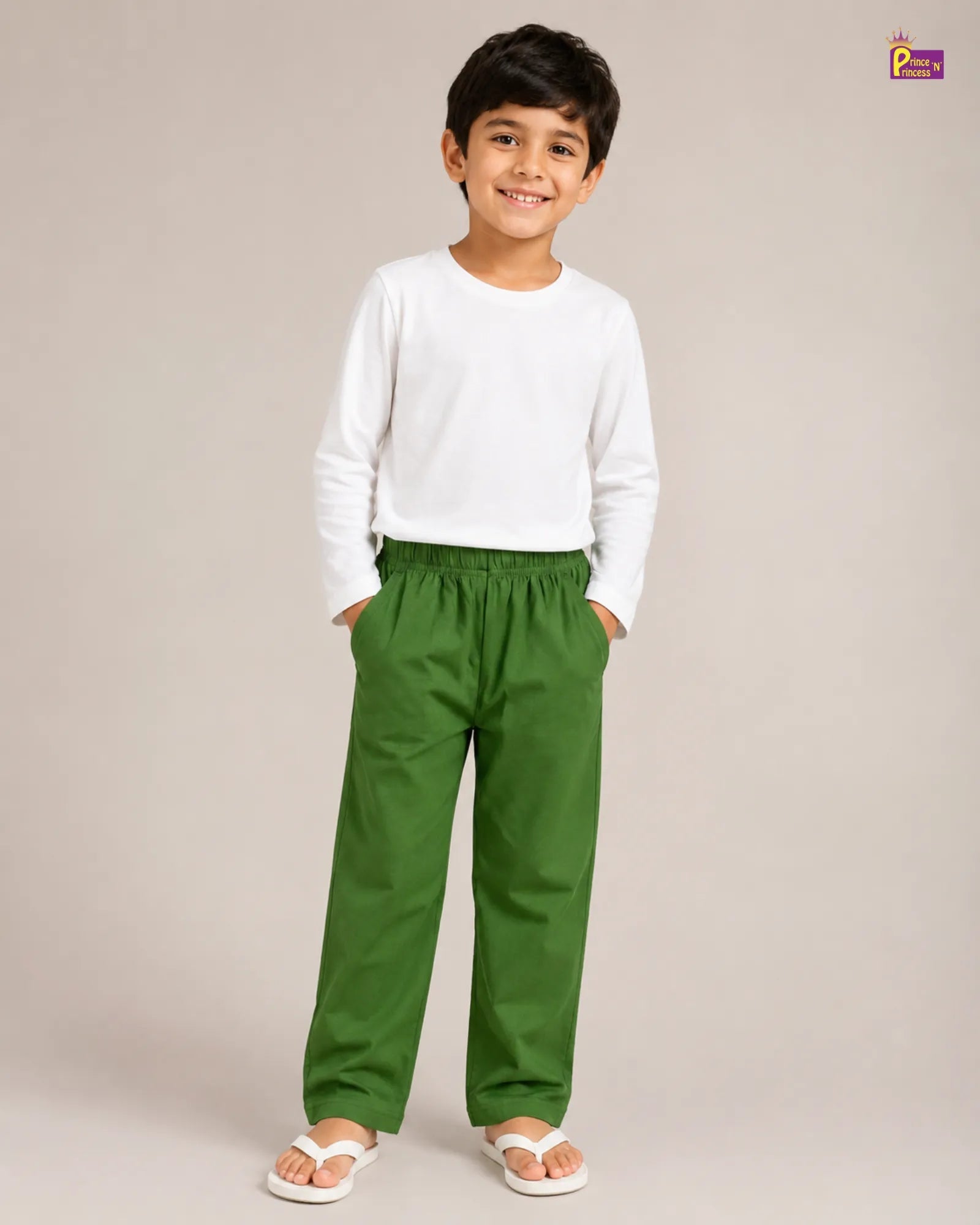 Boys Pant - Kids Cotton Green Pant for Casual Wear PT067 for kids festival wear