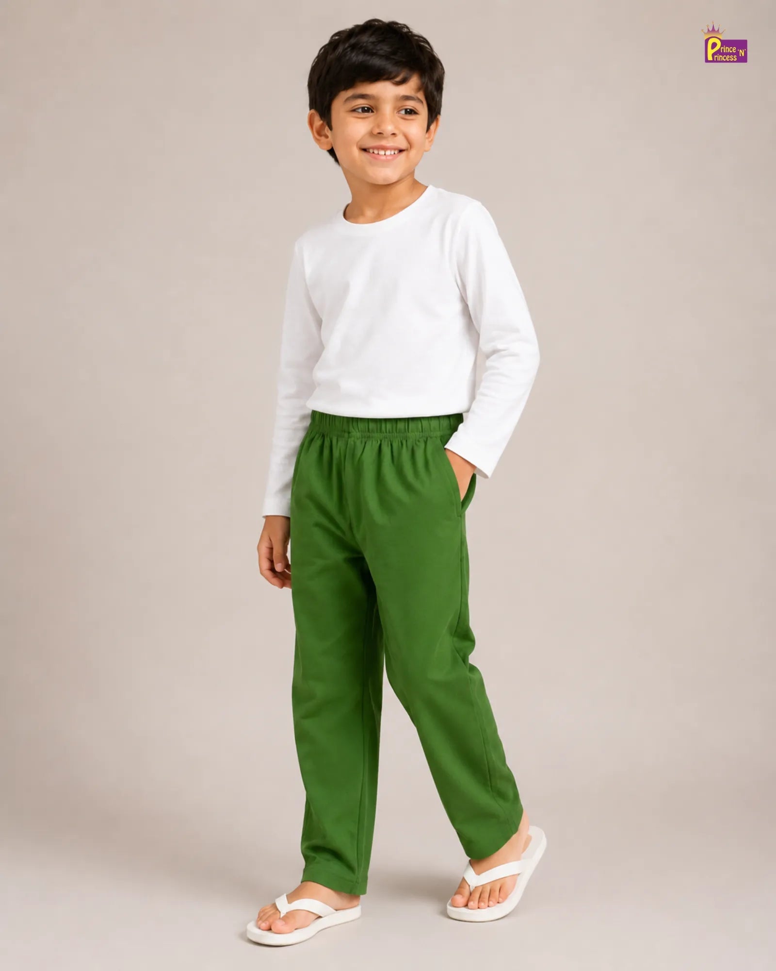 Boys Pant - Kids Cotton Green Pant for Casual Wear PT067 for kids festival wear