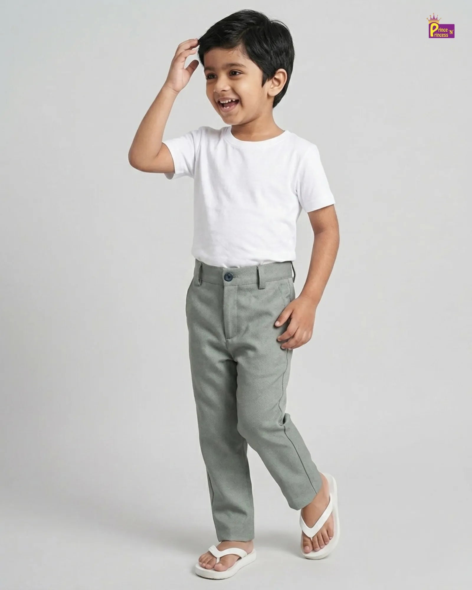 Boys Pant - Kids Slim Fit Silver Pants for Casual Wear PT045 for kids festival wear