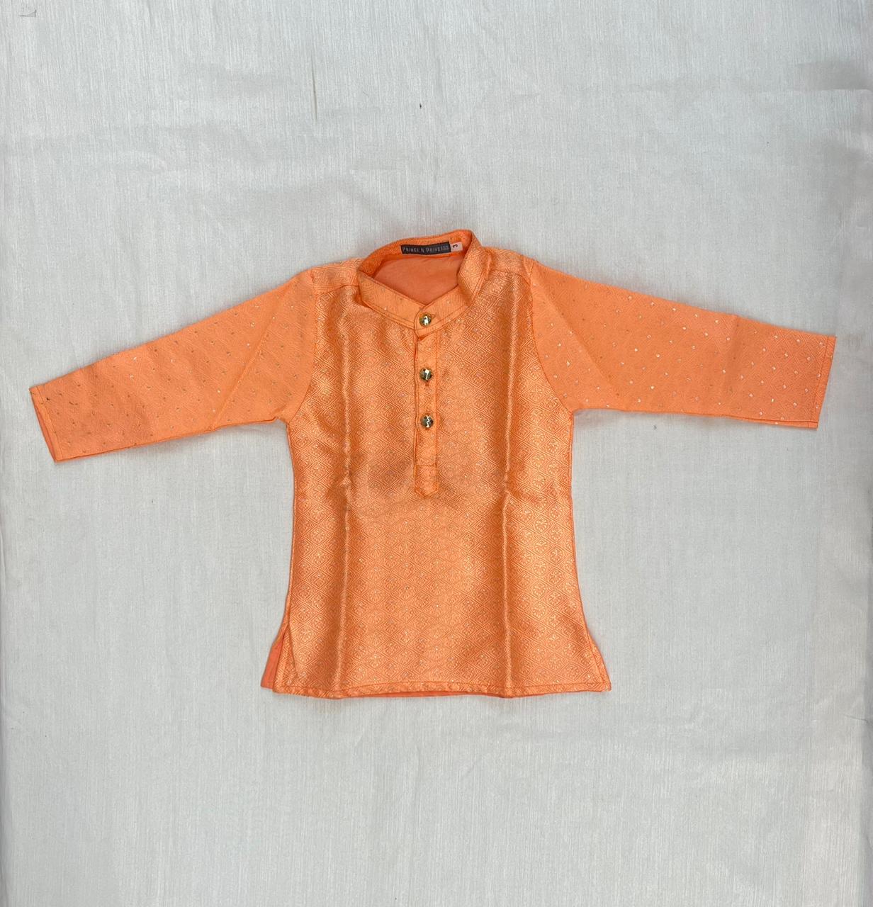 Boys Peach With White Kurta Pajama KP200 - Prince N Princess