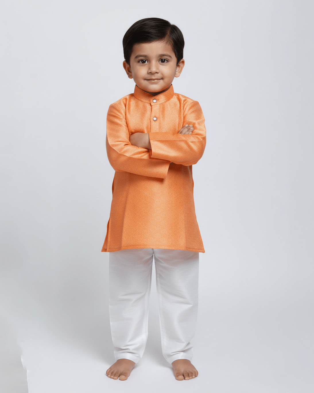 Boys Peach With White Kurta Pajama KP200 - Prince N Princess