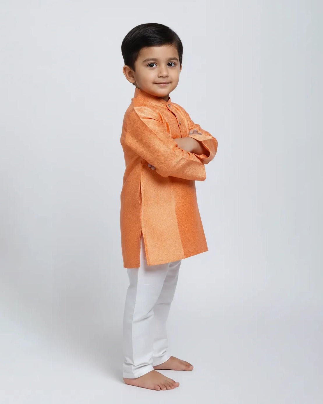 Boys Peach With White Kurta Pajama KP200 - Prince N Princess