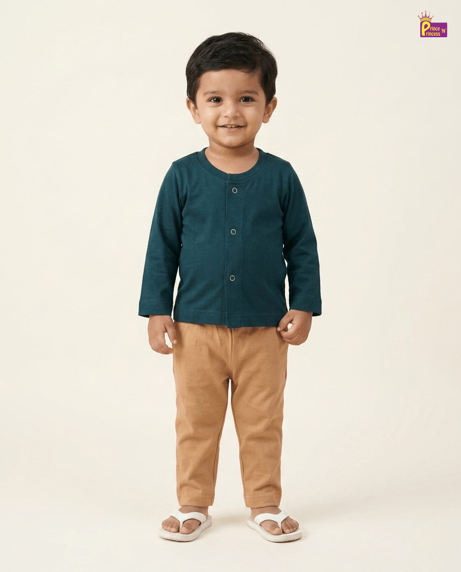 Boys Peacock Blue Sandal Full sleeve Jabla with Pant JB106 for kids festival wear