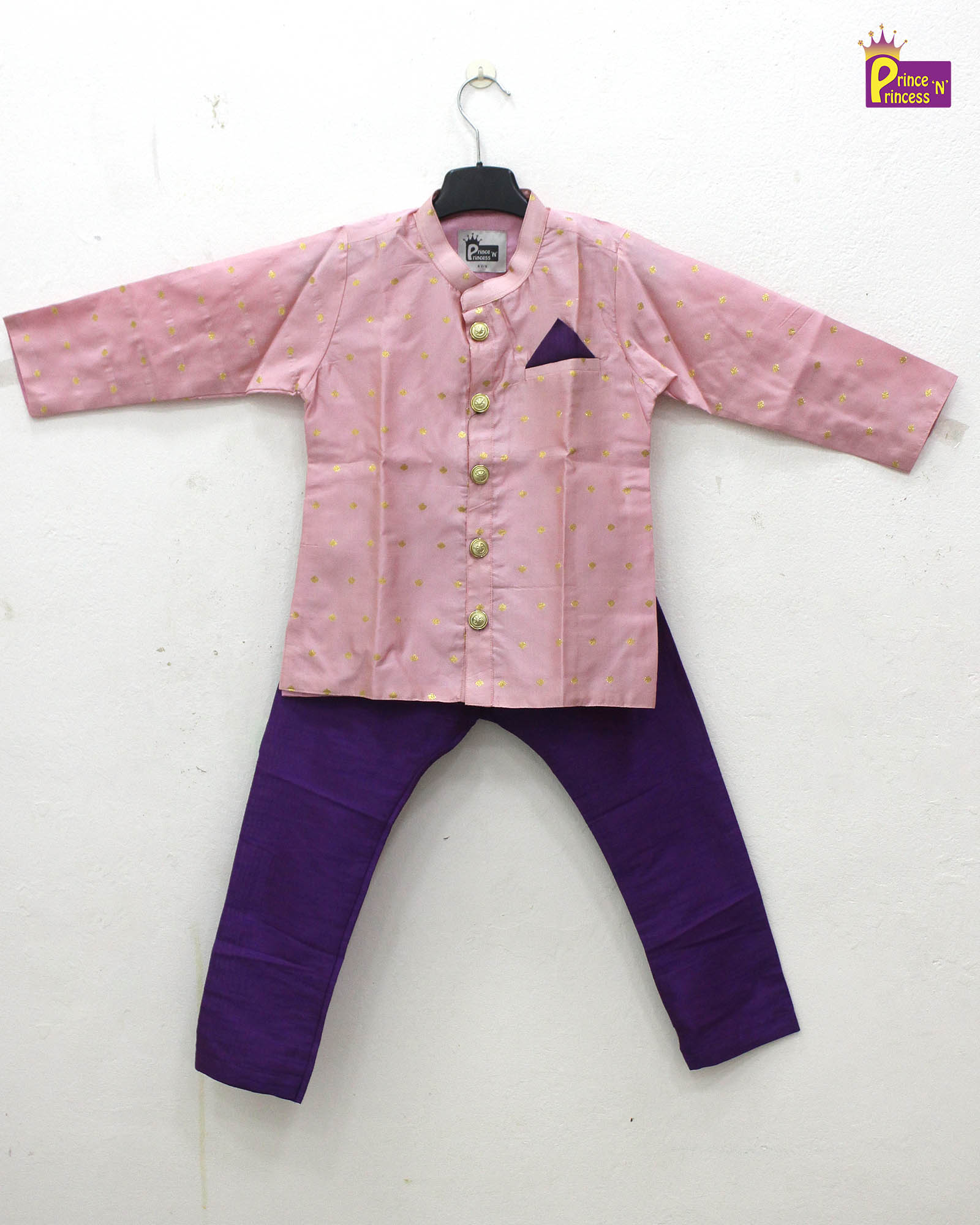 Boys Pink with Whine Kurta Pajama KP171 - Prince N Princess