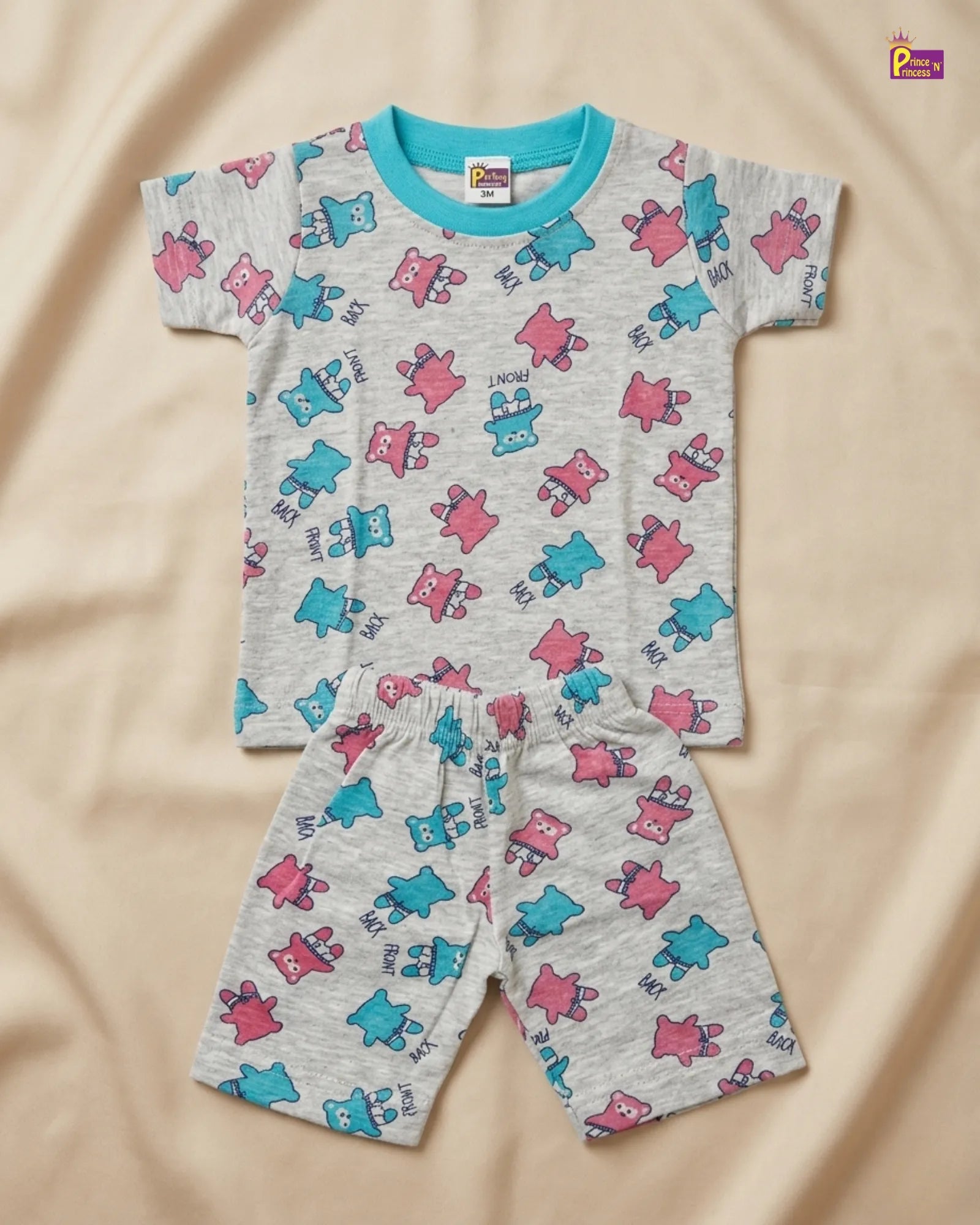 Boys Printed T-Shirt with Trouser in Grey with Rama Green TS063 for kids festival wear