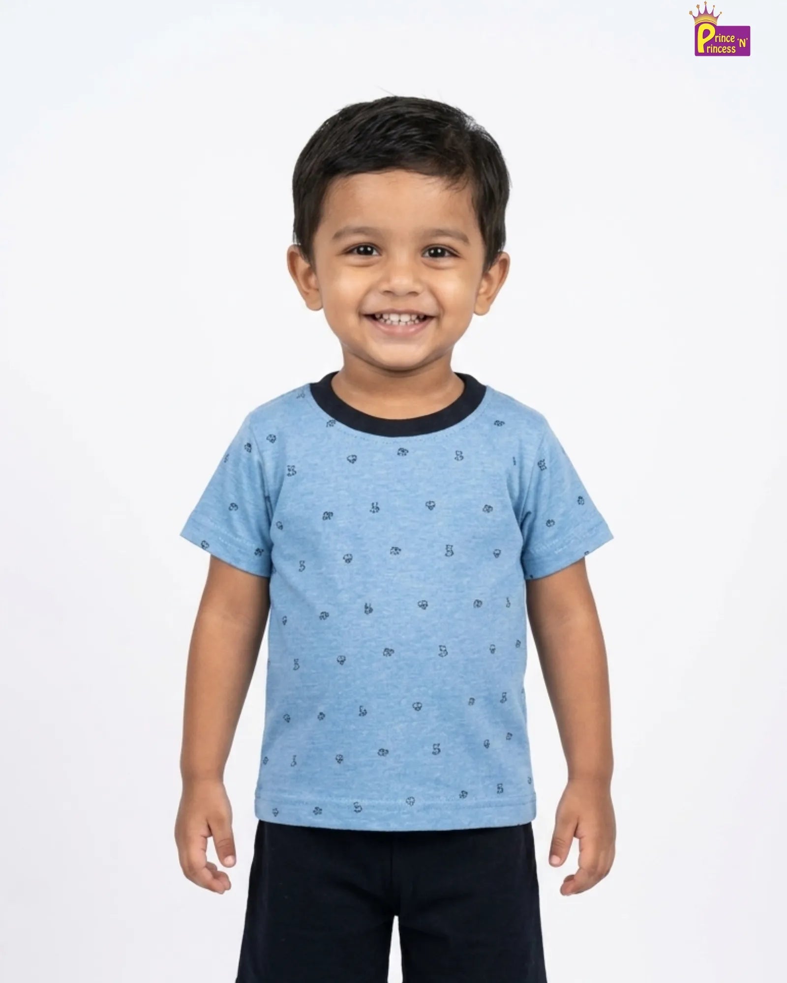 Boys Printed T-Shirt with Trouser in Lite & Navy Blue TS088 for kids festival wear