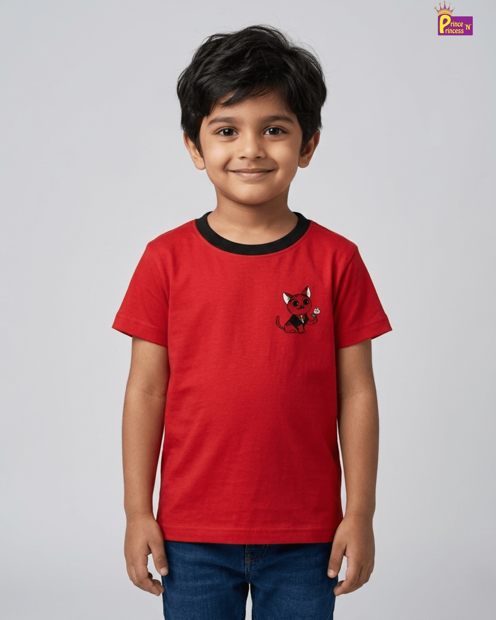 Boys Red Printed TShirt TS084 for kids festival wear
