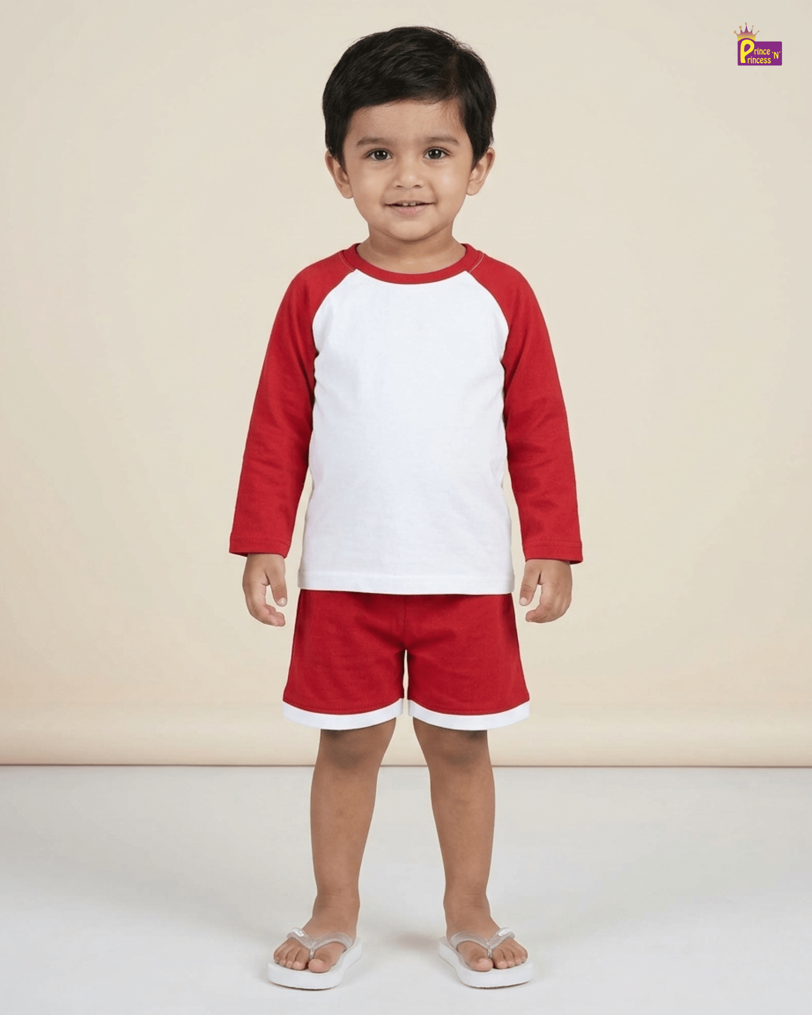 Boys Red white Raglan Sleeve T shirt with Trouser TS104 for kids festival wear