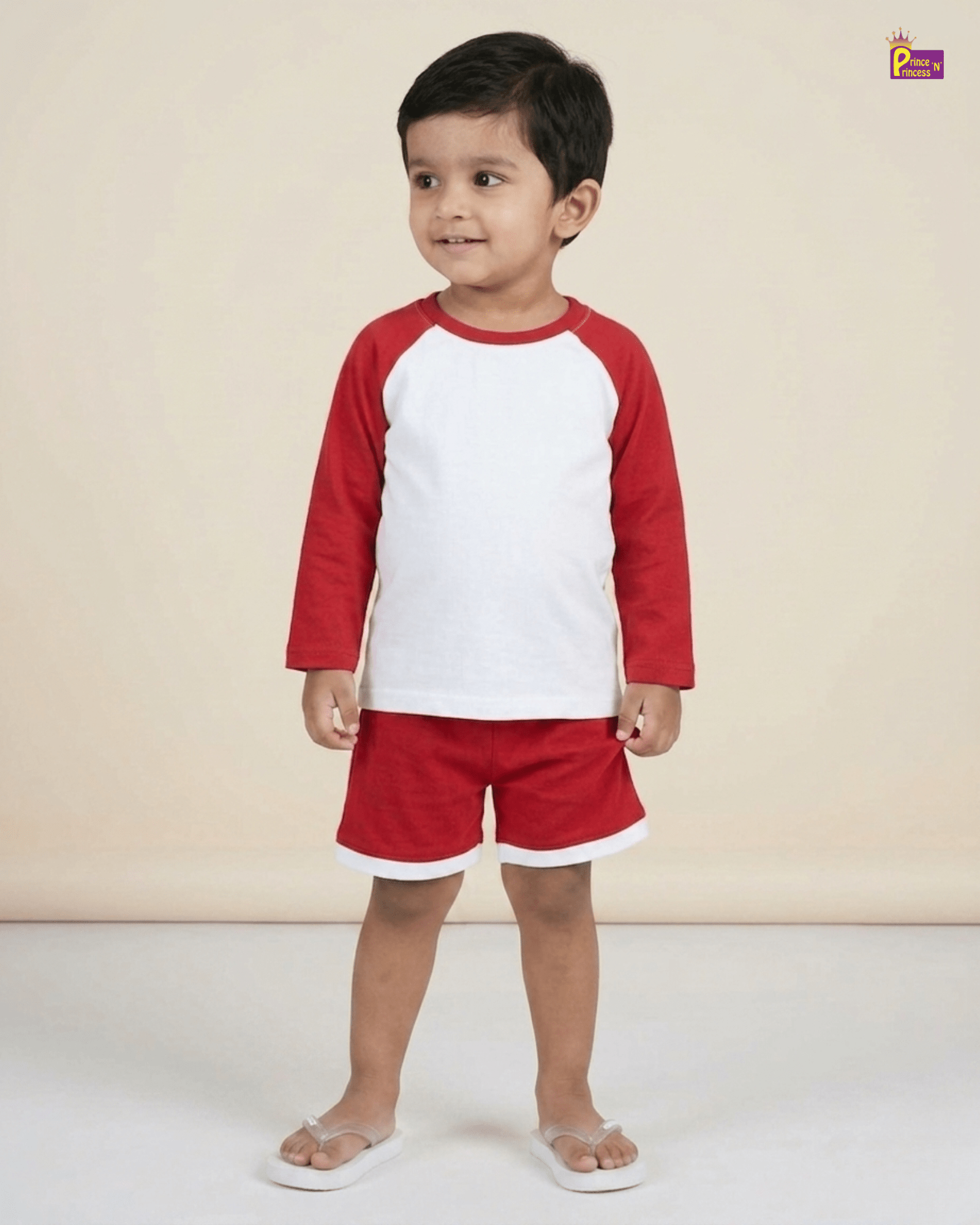 Boys Red white Raglan Sleeve T shirt with Trouser TS104 for kids festival wear