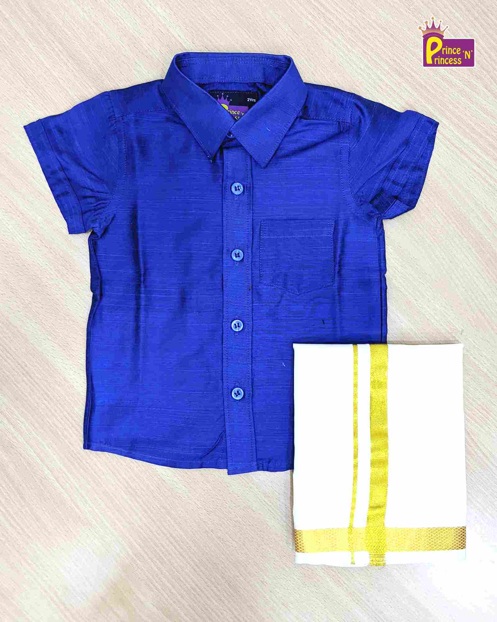 Boys South Blue Shirt Dhoti SD099 - Prince N Princess