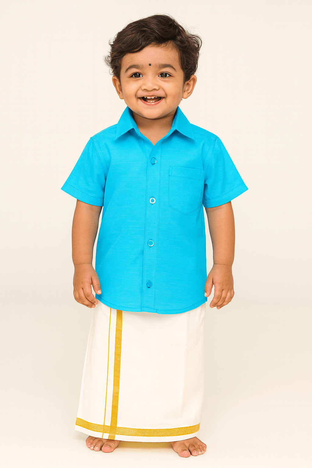 Boys South Sky Blue Shirt Dhoti SD010 - Prince N Princess