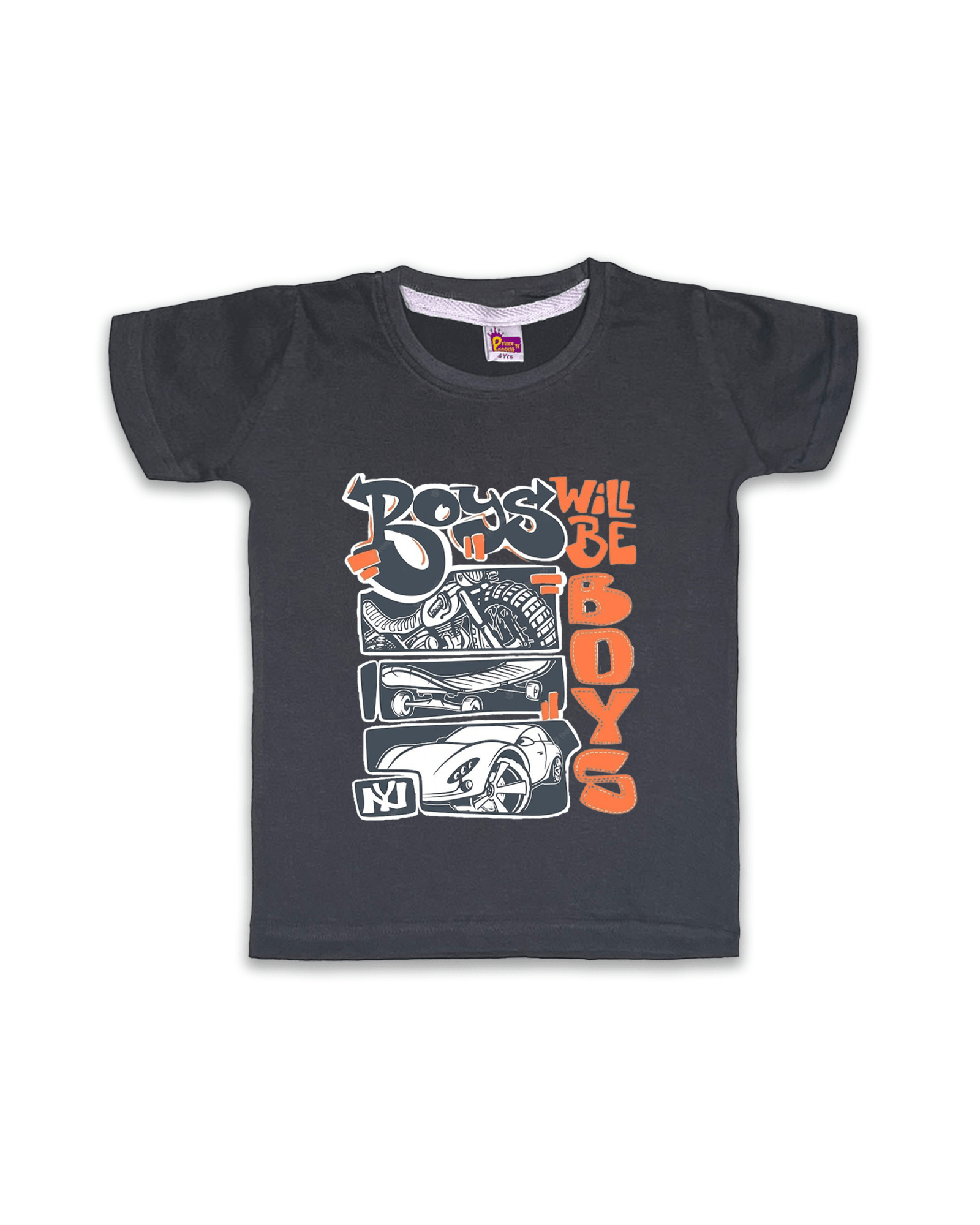 Boys T-Shirts Half Sleeve (DarkGrey) FTS049 - Prince N Princess