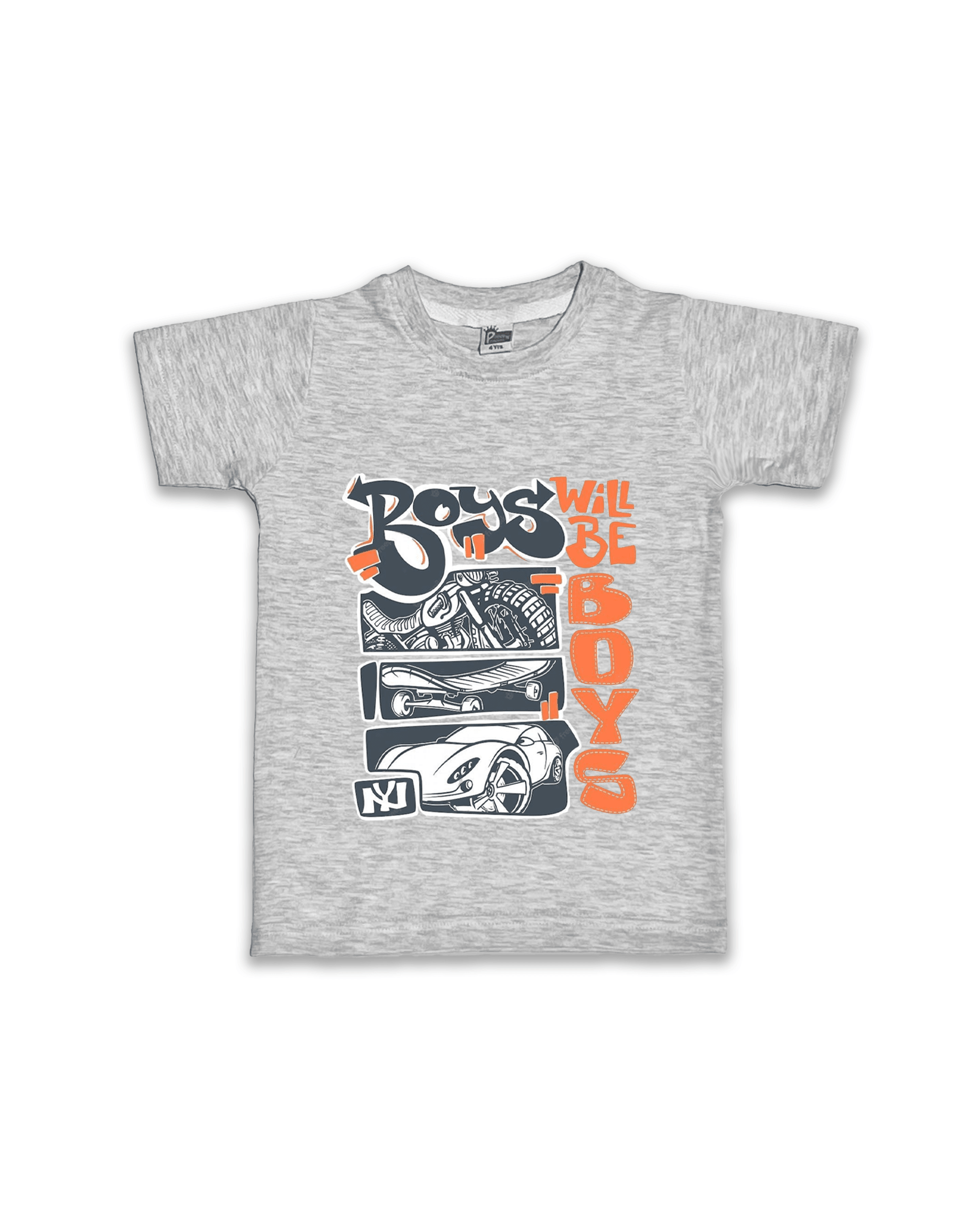 Boys T-Shirts Half Sleeve (Melange) FTS044 - Prince N Princess