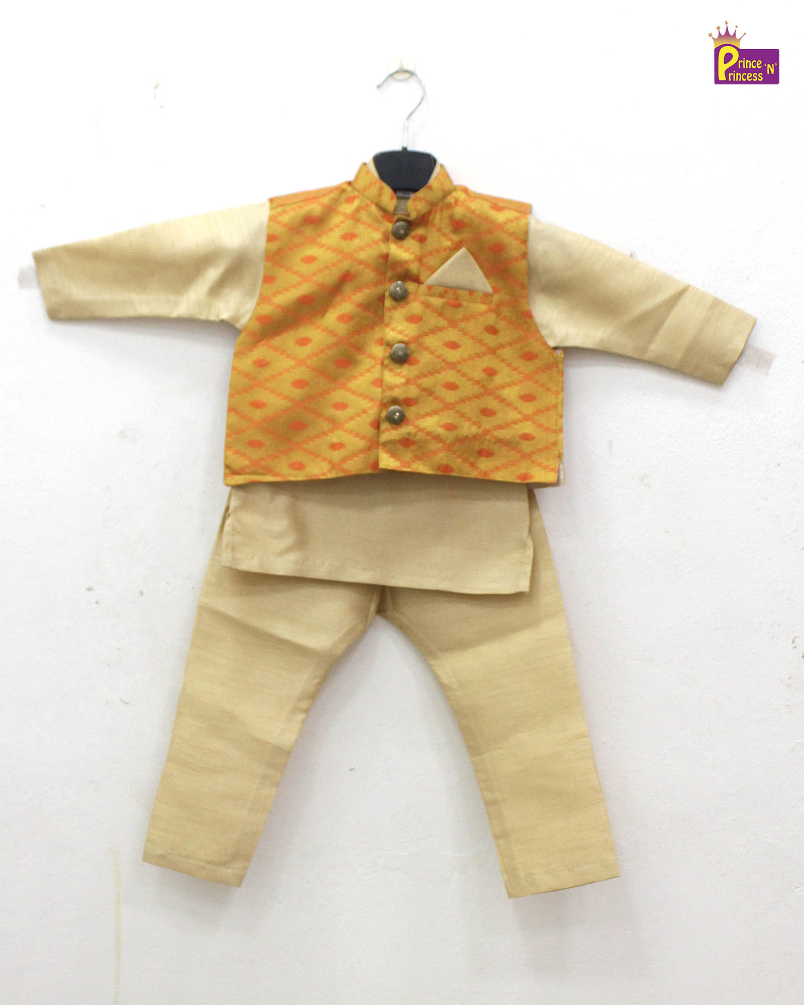 Boys Toddlers Orange Overcoat Sherwani KP170 - Prince N Princess