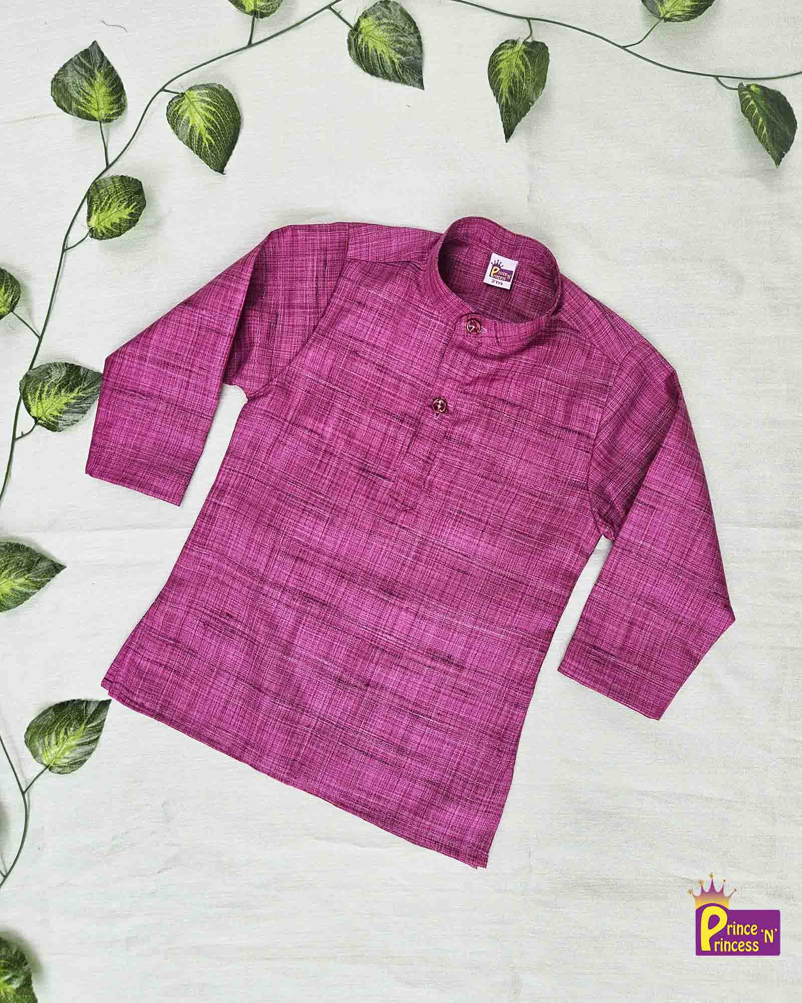 Boys Whine Linen Cotton Kurta Pajama KP175 - Prince N Princess