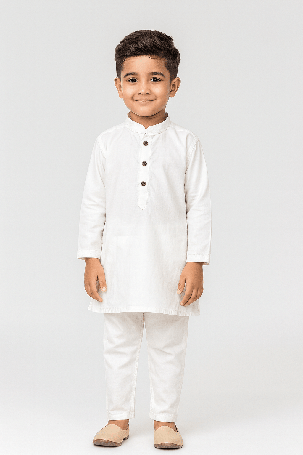 Boys White Cotton kurta Pajama KP173 - Prince N Princess