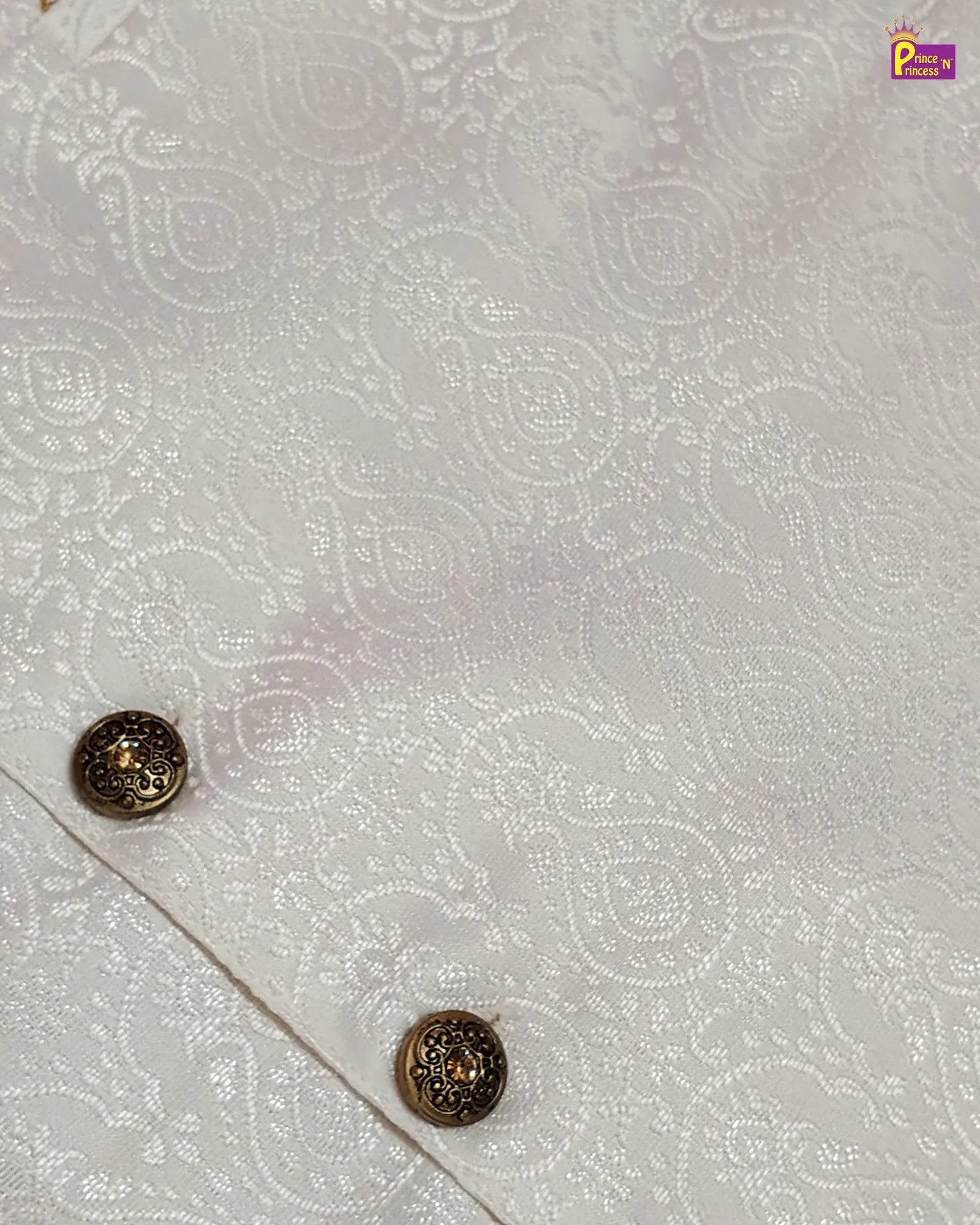 Boys White Jodhpuri Jacket Set – Asymmetric Collar Gold Pant Suit KP226 for kids festival wear