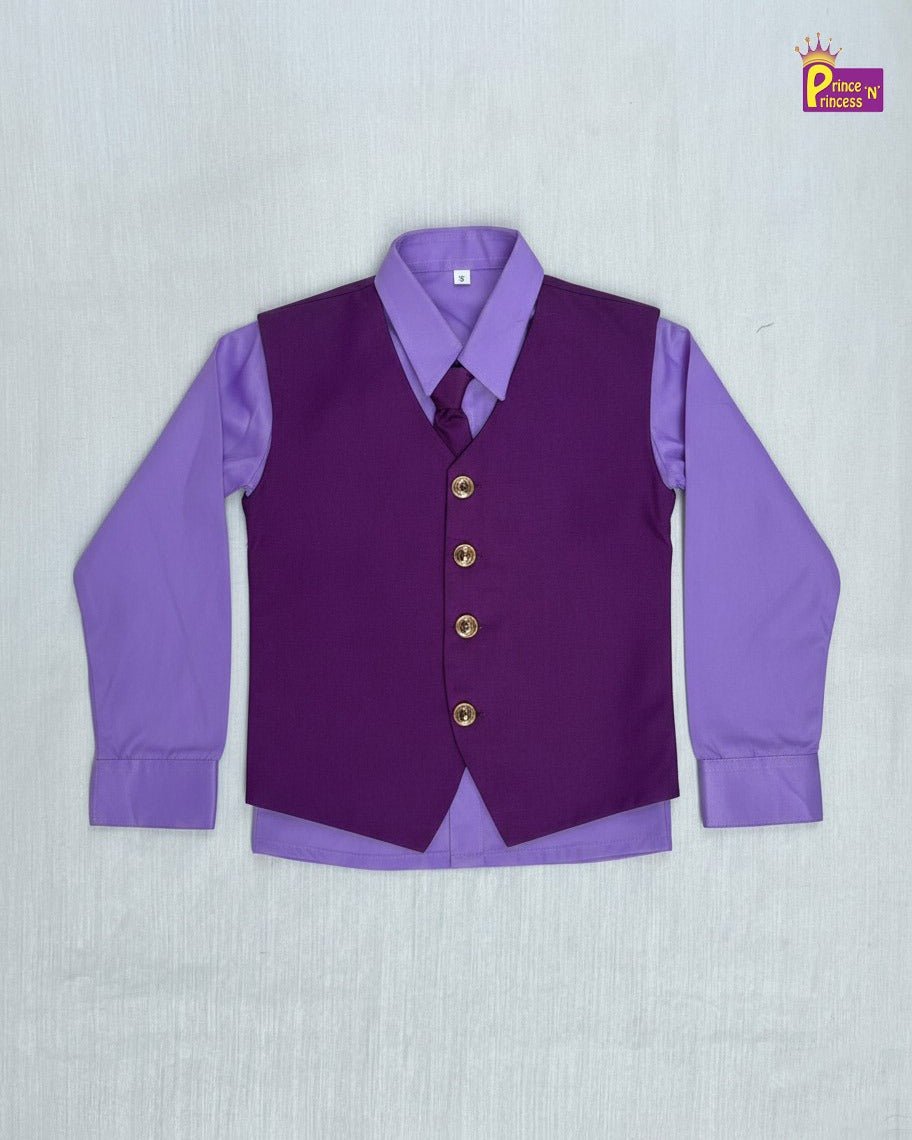 Boys Wine Wtih Purple Coat Suite WC021 - Prince N Princess