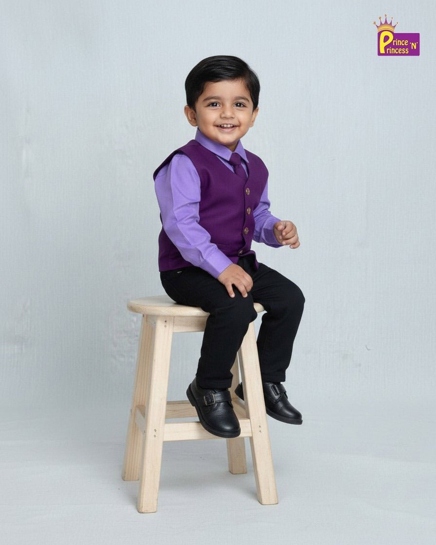 Boys Wine Wtih Purple Coat Suite WC021 - Prince N Princess