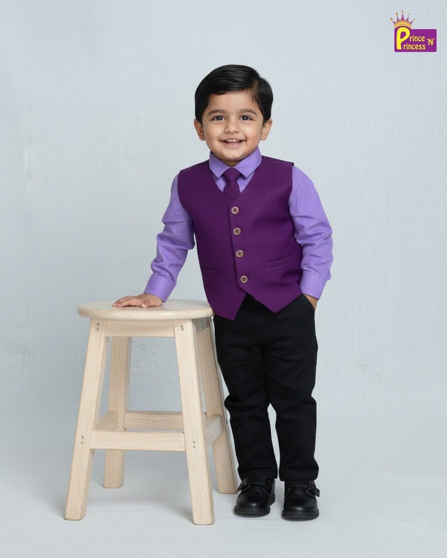 Boys Wine Wtih Purple Coat Suite WC021 - Prince N Princess