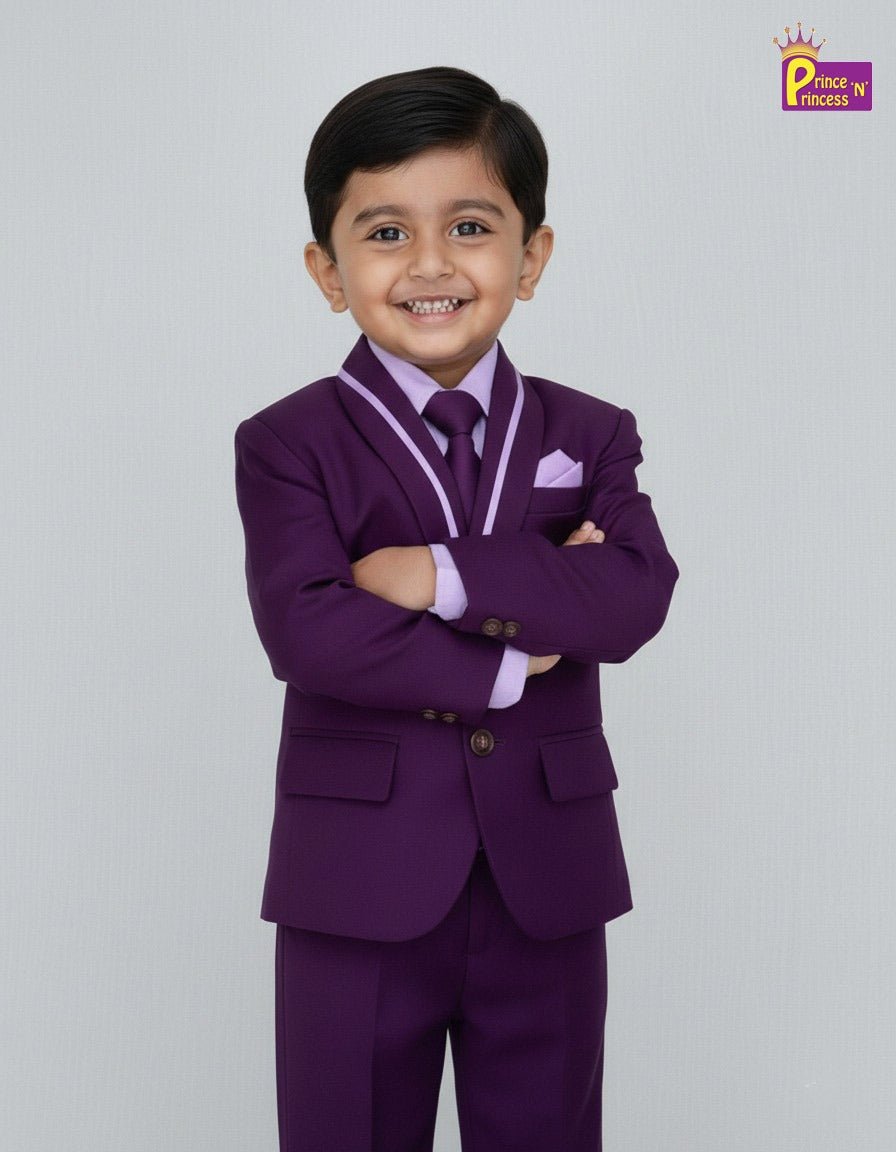 Boys Wine Wtih Purple Coat Suite WC021 - Prince N Princess