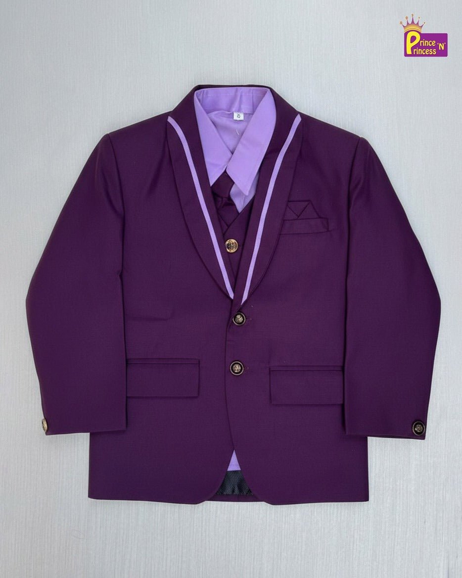 Boys Wine Wtih Purple Coat Suite WC021 - Prince N Princess